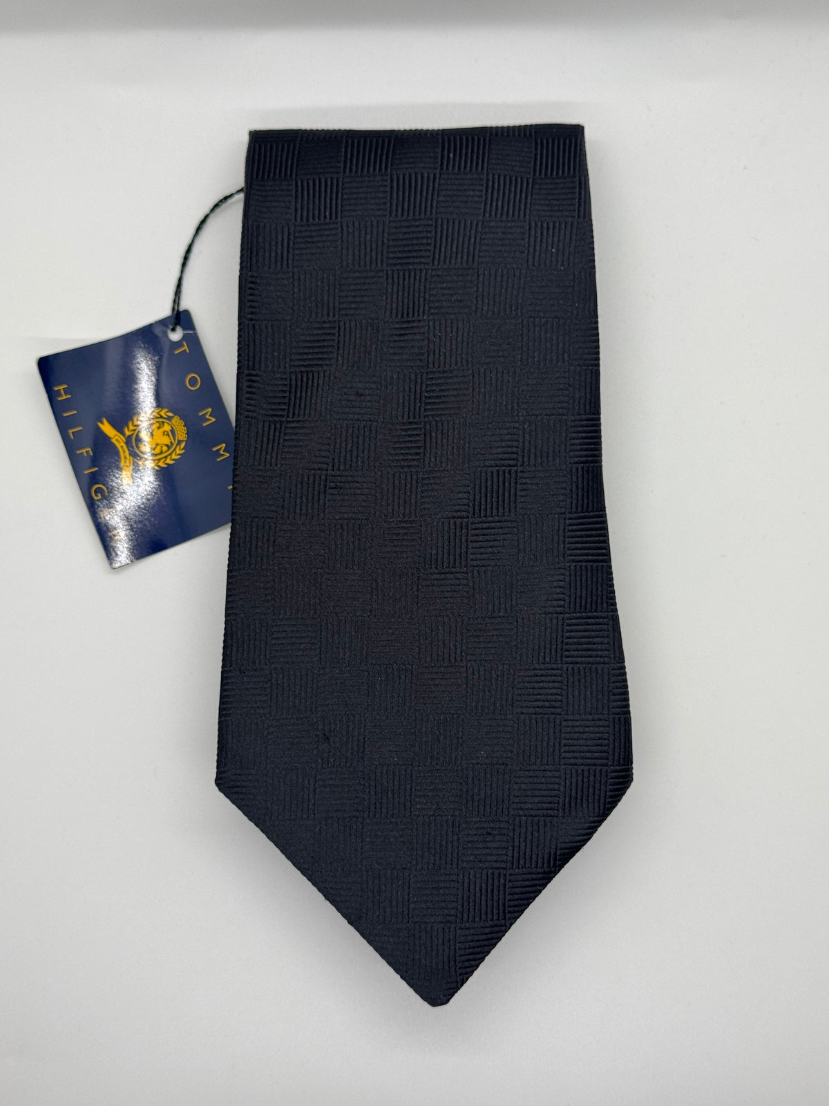 NWT Tommy Hilfiger Black Textured Checkerboard Tie