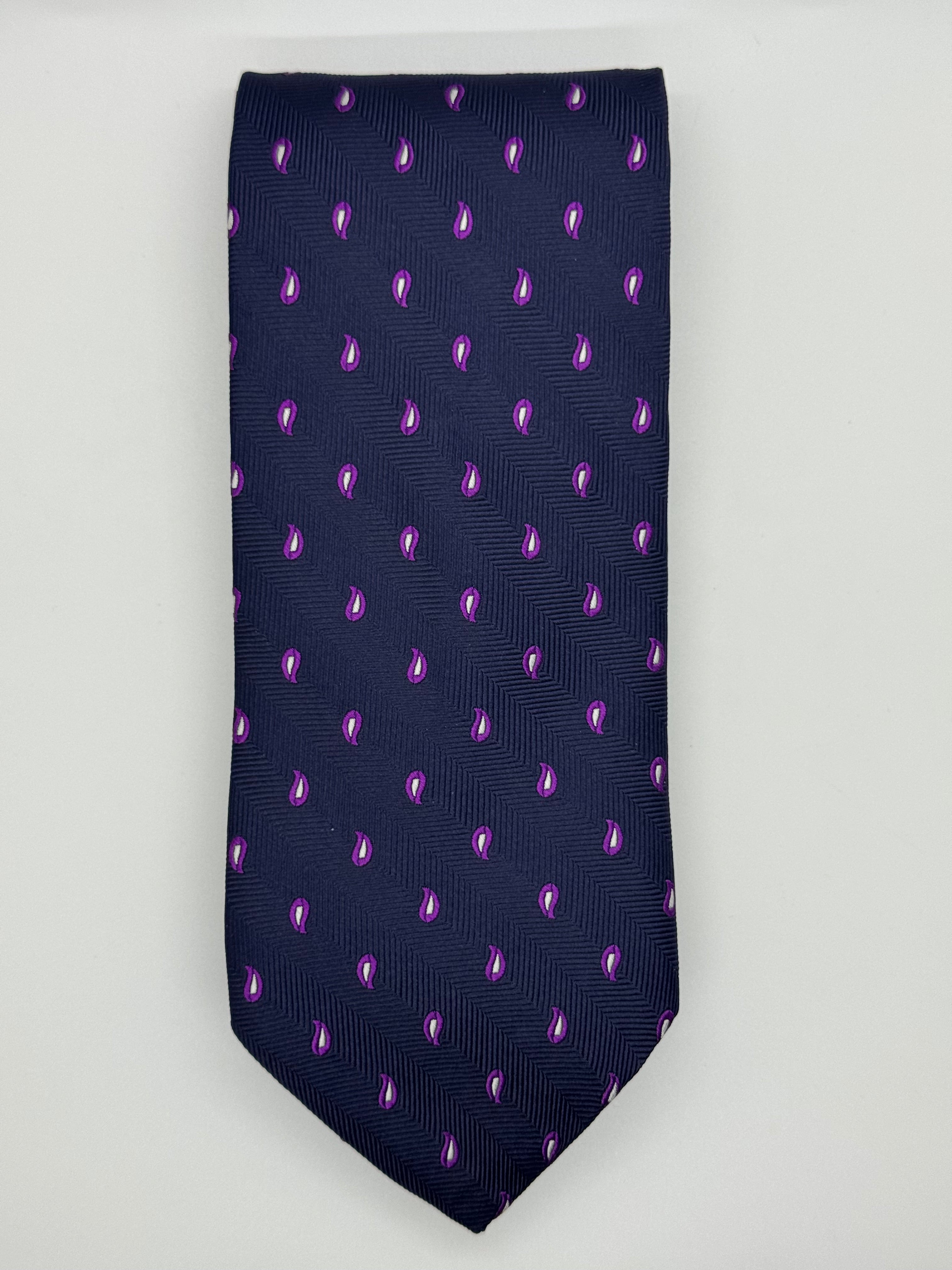 Brooks Brothers 346 Navy & Magenta Paisley Silk Tie