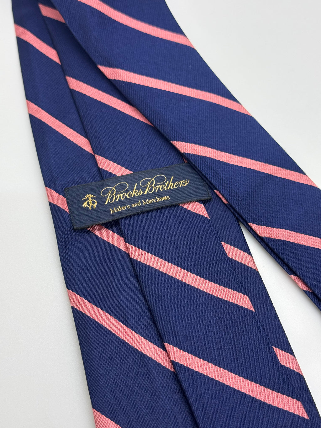 Brooks Brothers Navy & Pink Repp Stripe Silk Tie