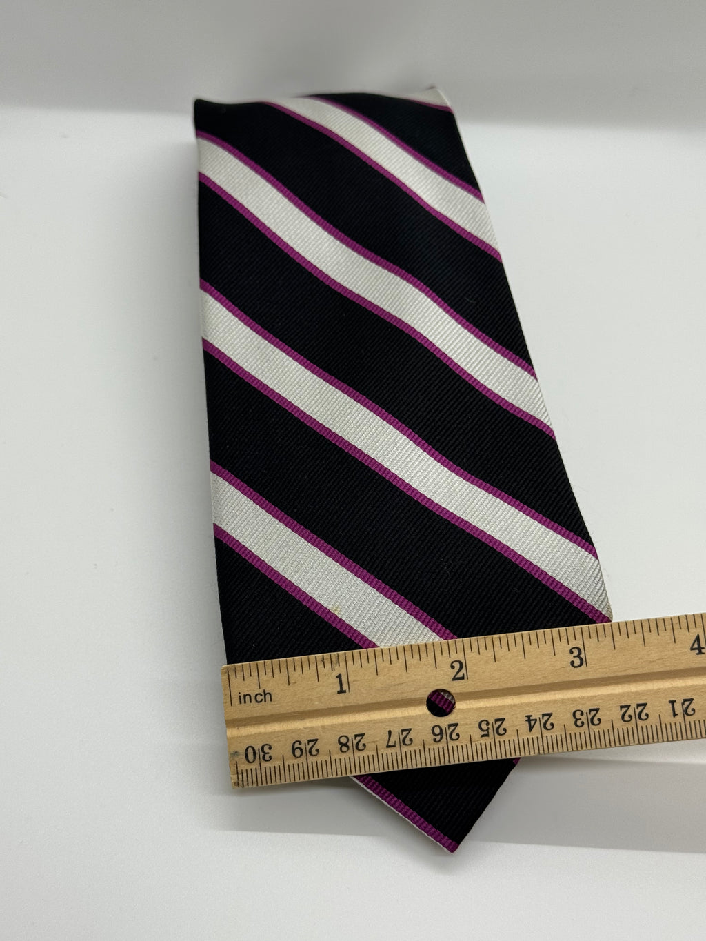 Club Room Black, White & Magenta Striped Tie