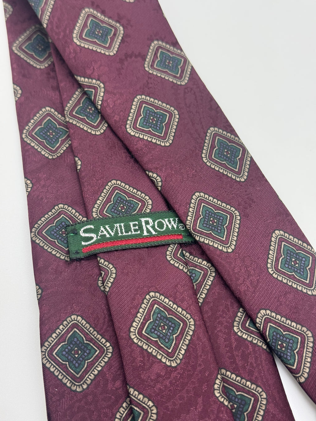 Savile Row Burgundy Geometric Medallion Silk Tie