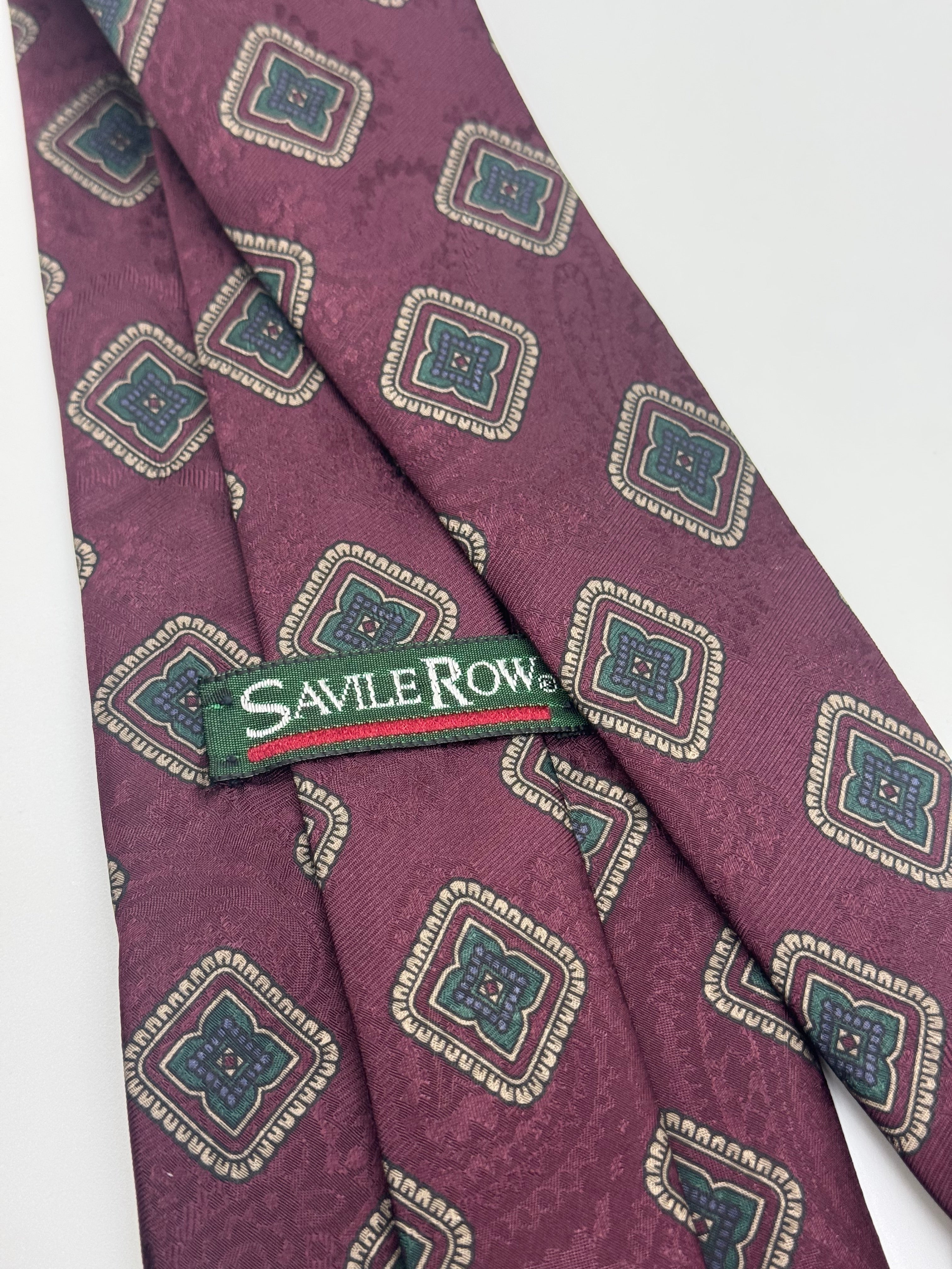 Savile Row Burgundy Geometric Medallion Silk Tie