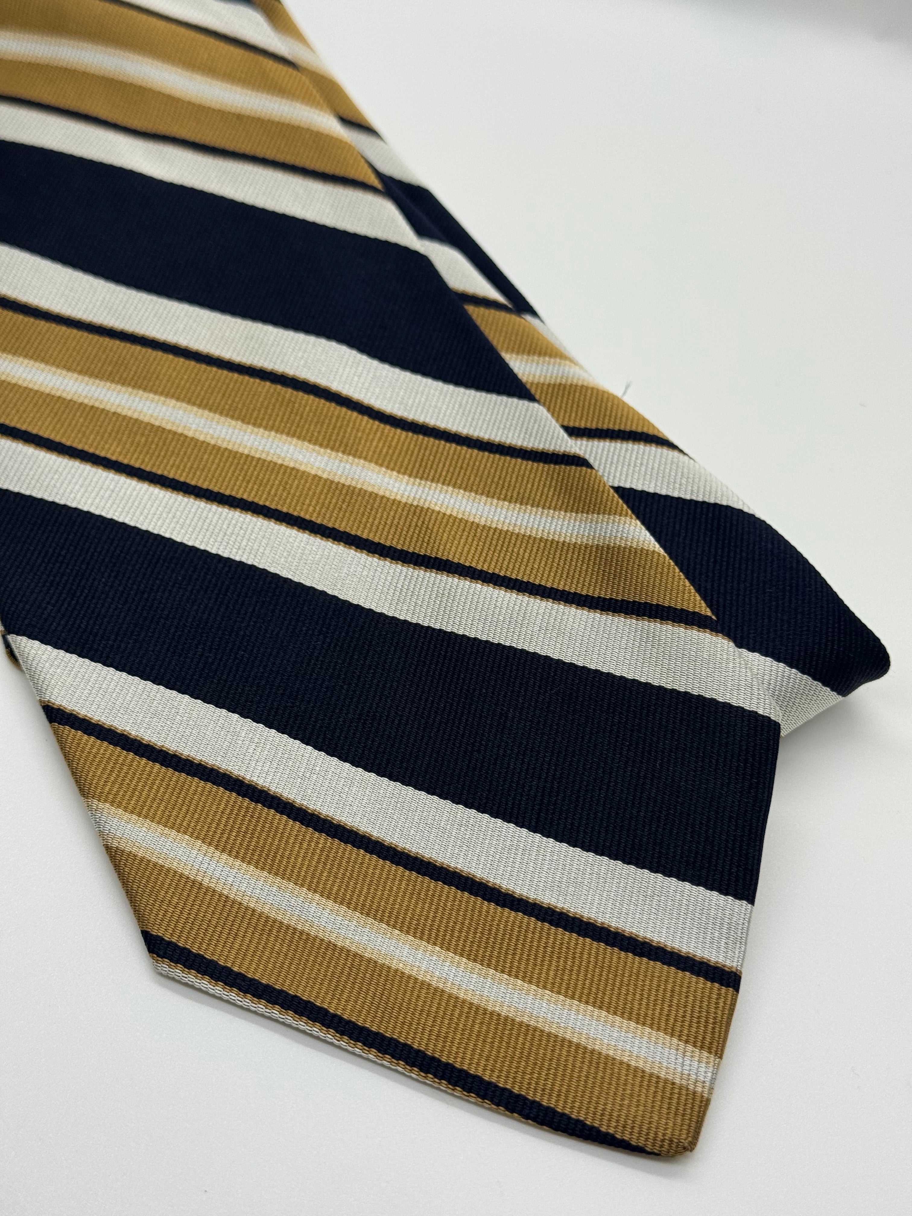 JM Navy & Gold Repp Stripe Tie
