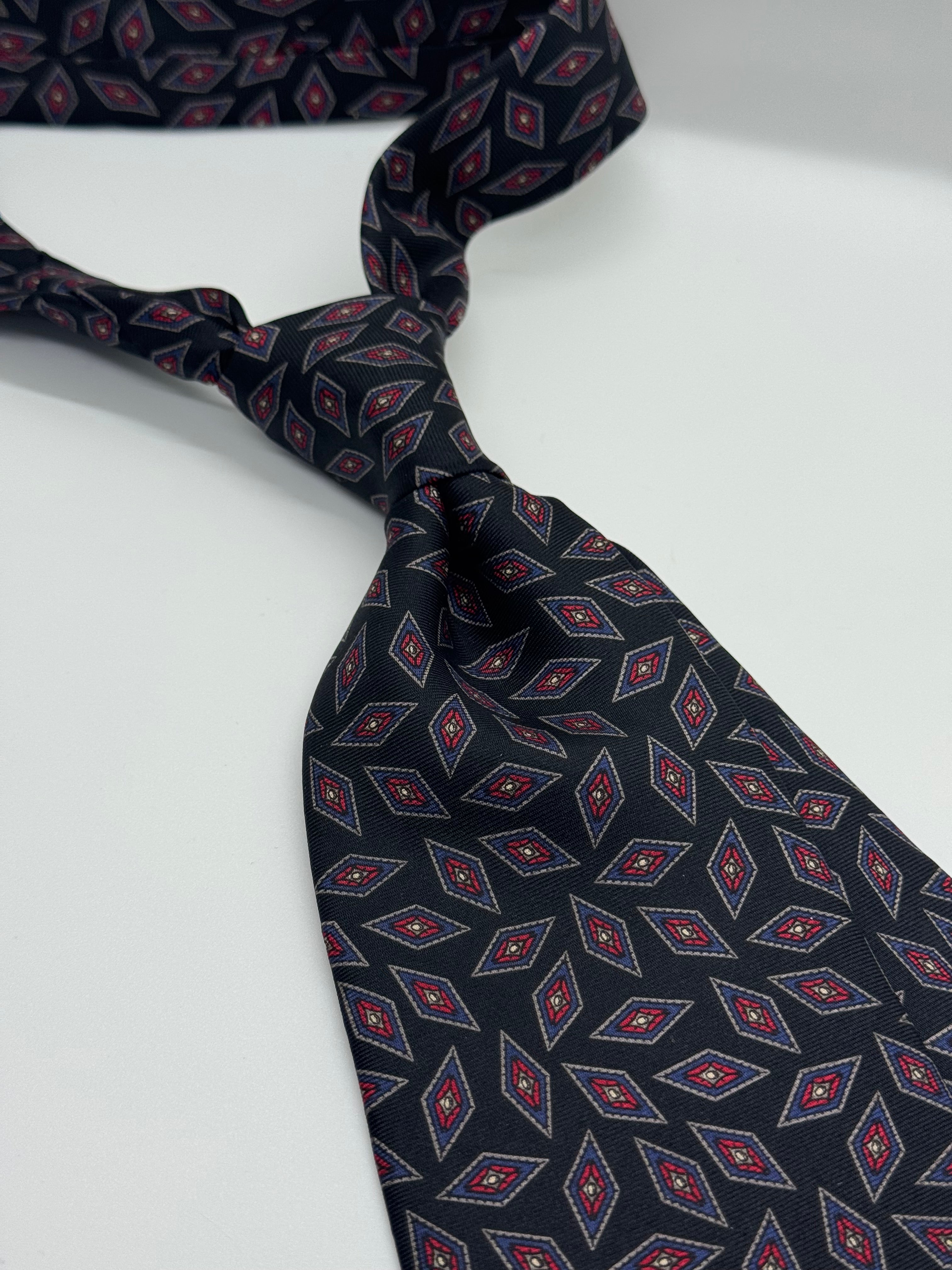 Royal Club Black Diamond Medallion Silk Tie