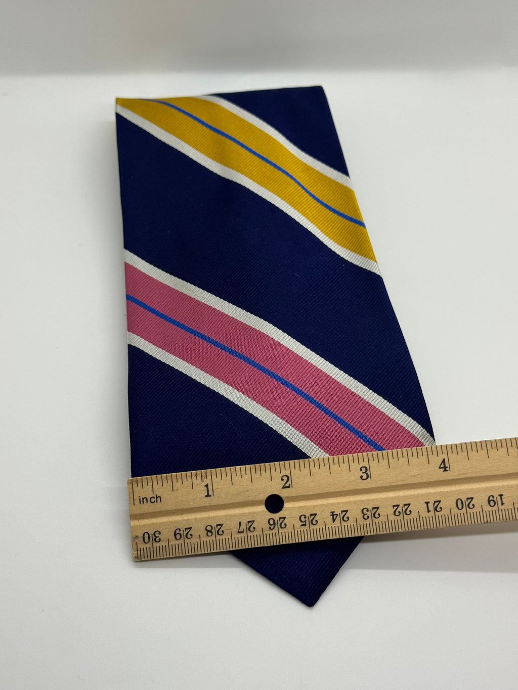Polo Ralph Lauren Navy Blue, Pink & Yellow Striped Tie