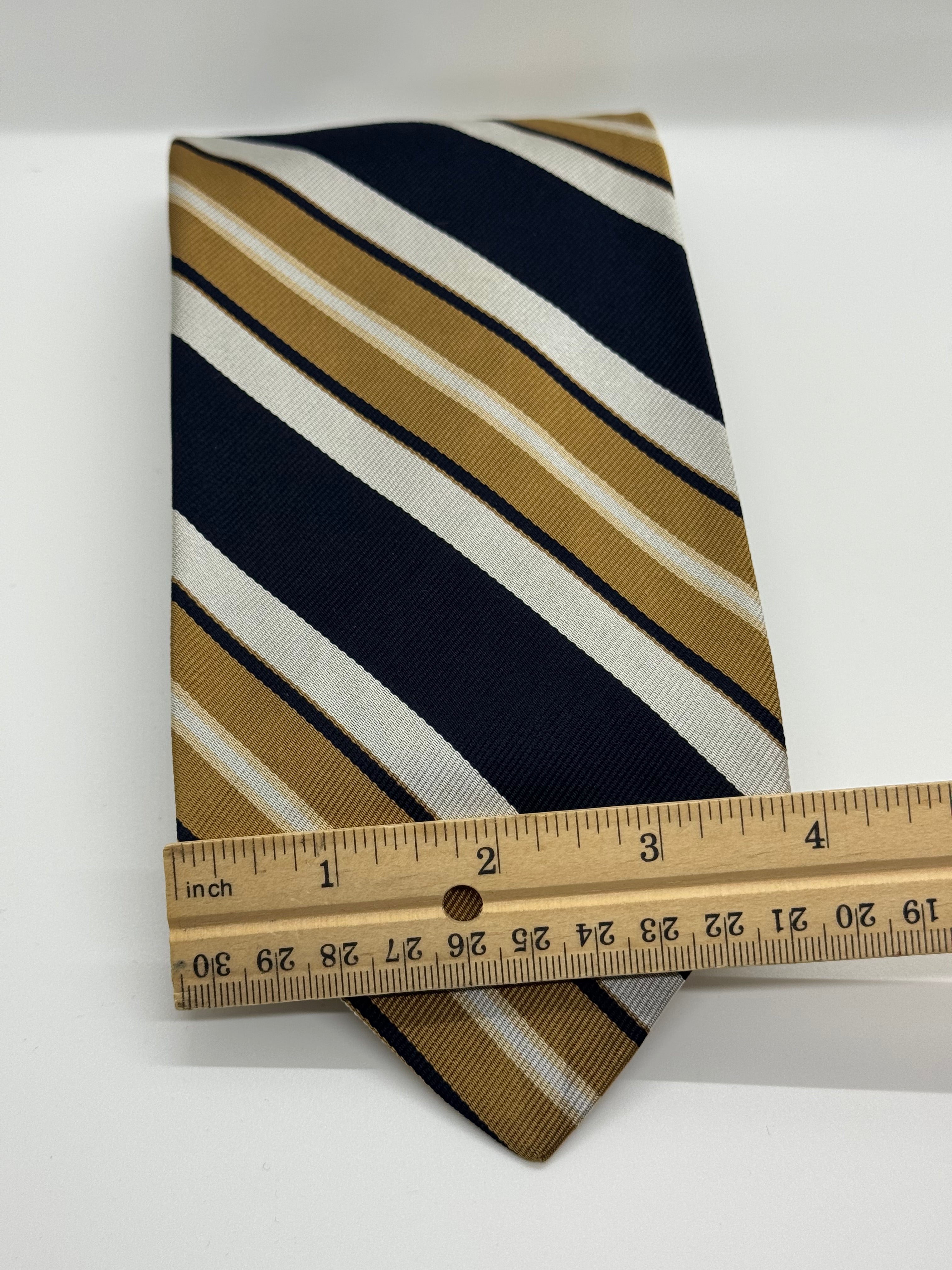 JM Navy & Gold Repp Stripe Tie