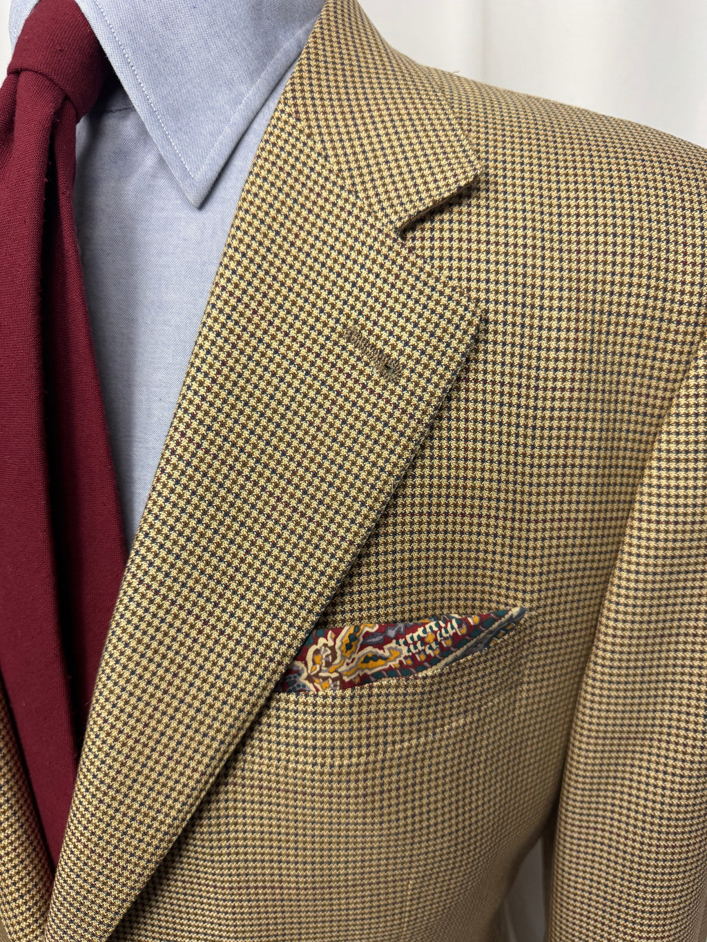 Canali Proposta Italian Houndstooth Sport Coat – 44R – Tan/Brown – Made in Italy