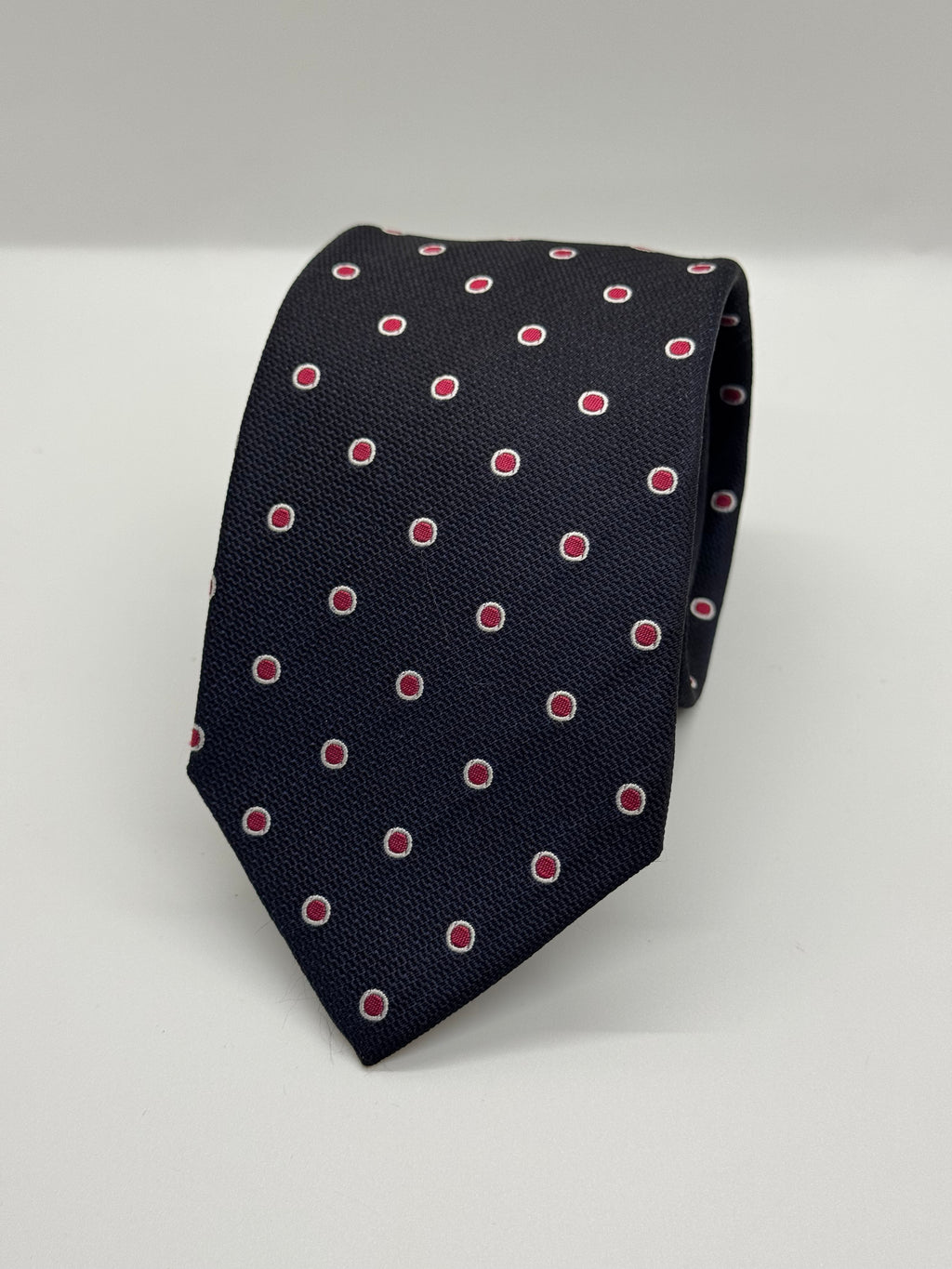 Hugo Boss Navy Polka Dot Silk Tie – Made in Italy