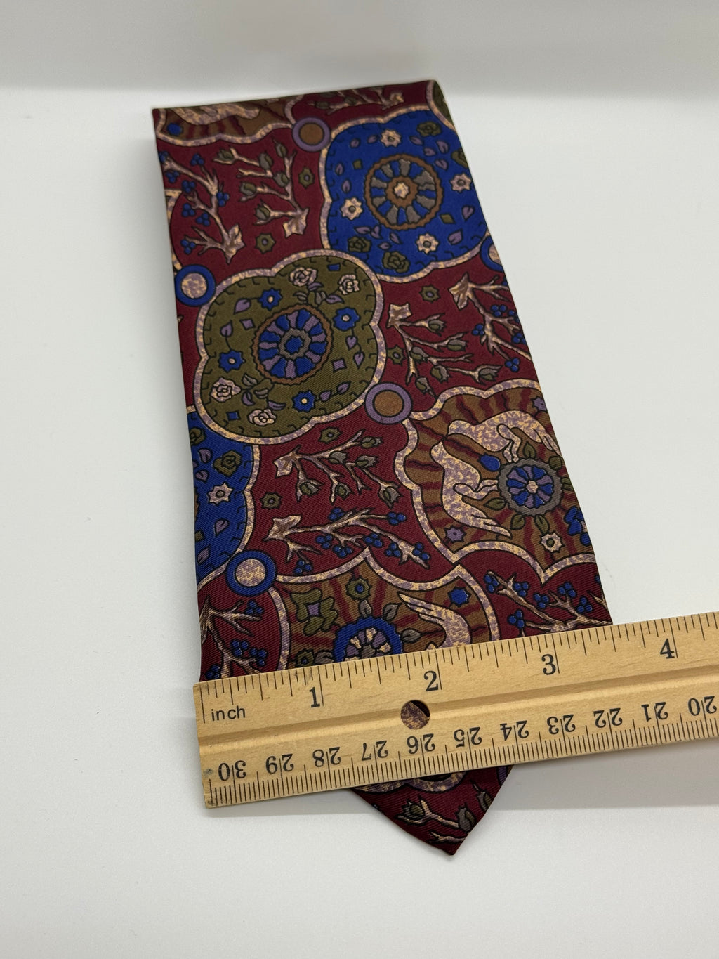 Viaggio Burgundy & Royal Blue Ornate Floral Paisley Tie