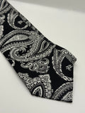 Paul Fredrick Black & Silver Paisley Tie