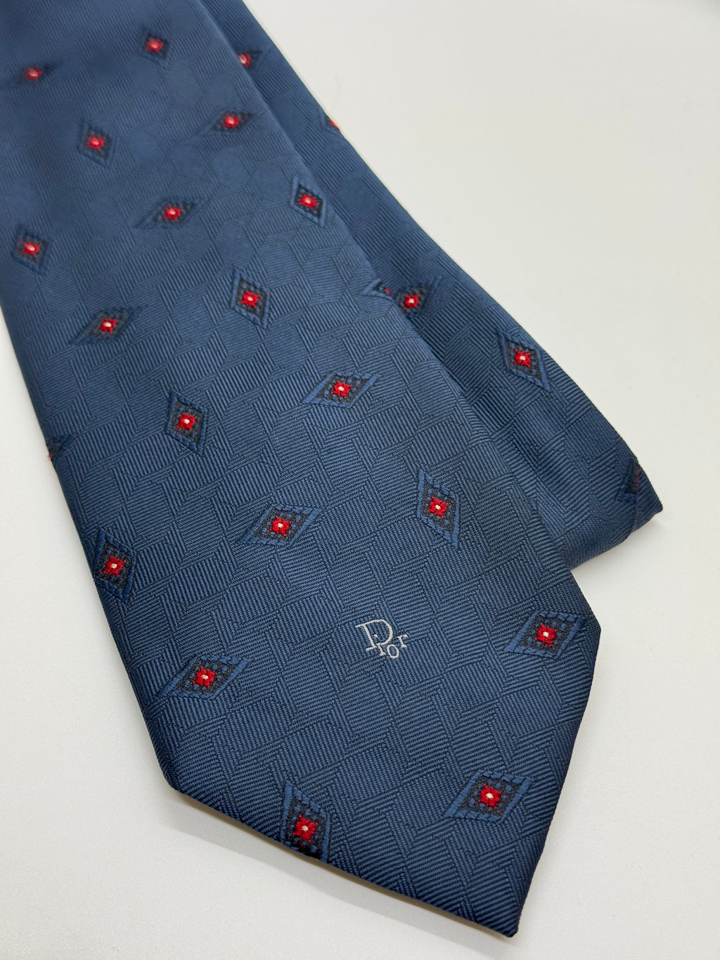 Vintage Christian Dior Monsieur Navy Geometric Silk Tie