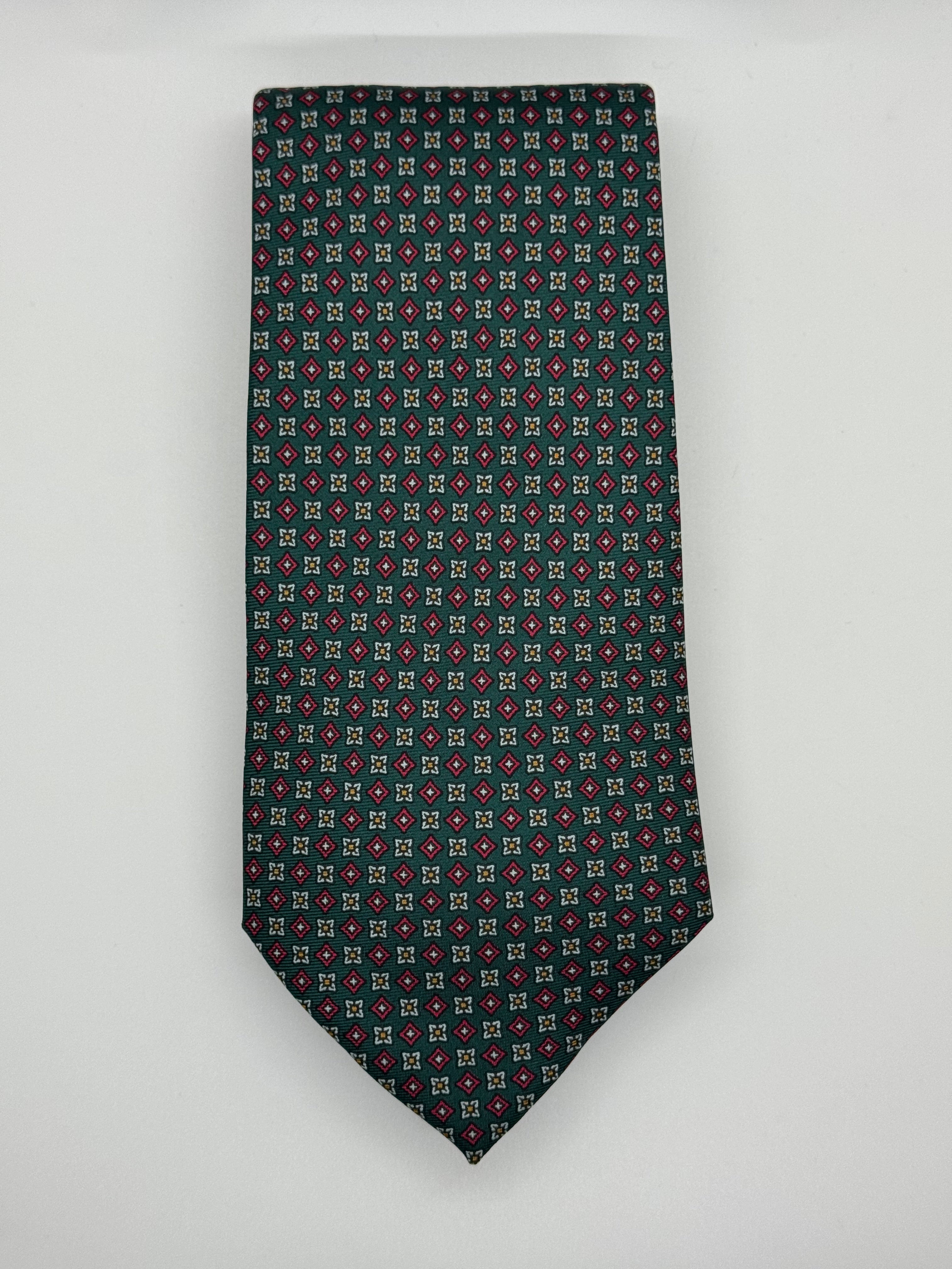Club Fellow Vintage Green Geometric Silk Tie