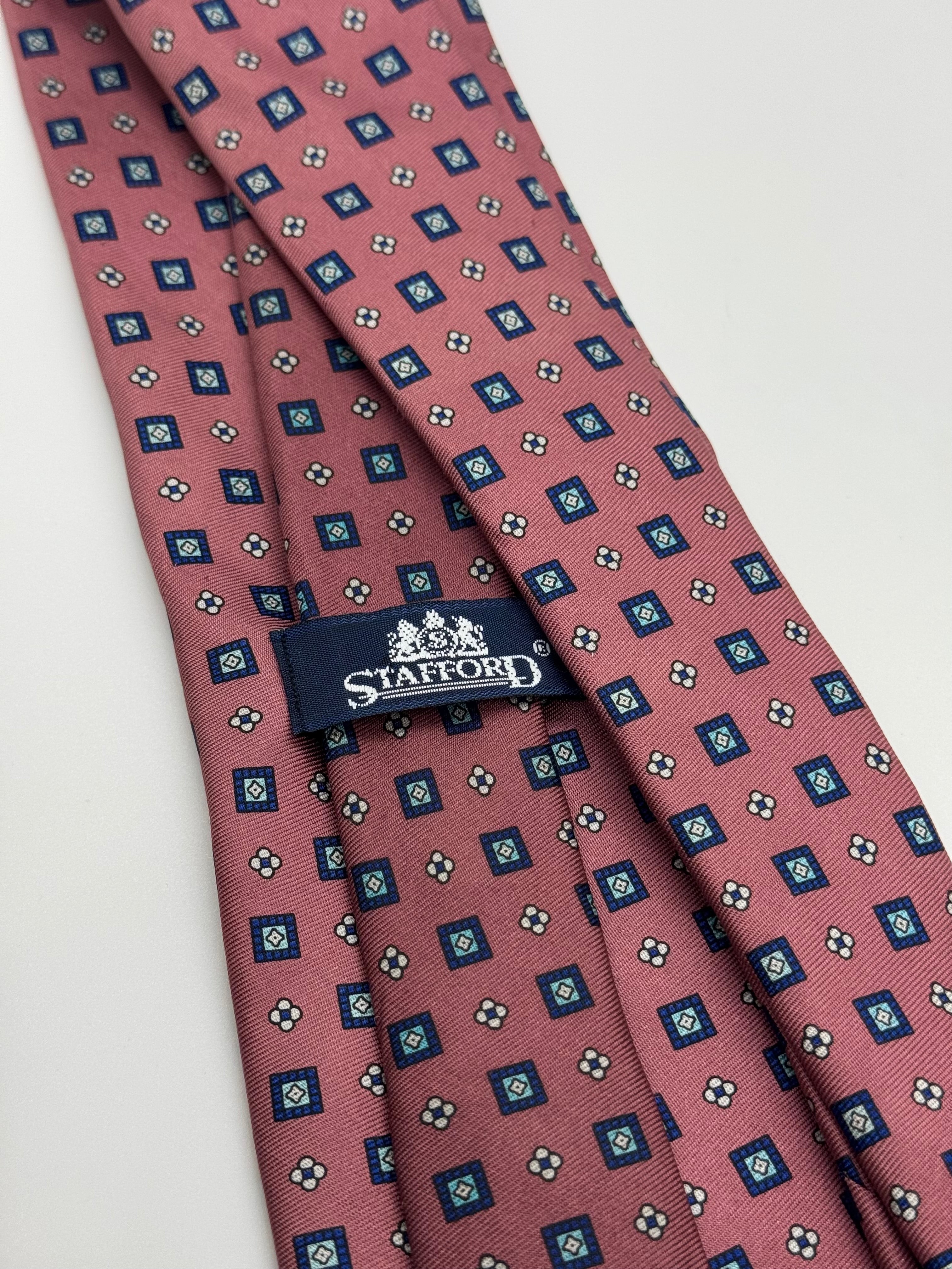 Stafford Vintage Dusty Rose Geometric Silk Tie