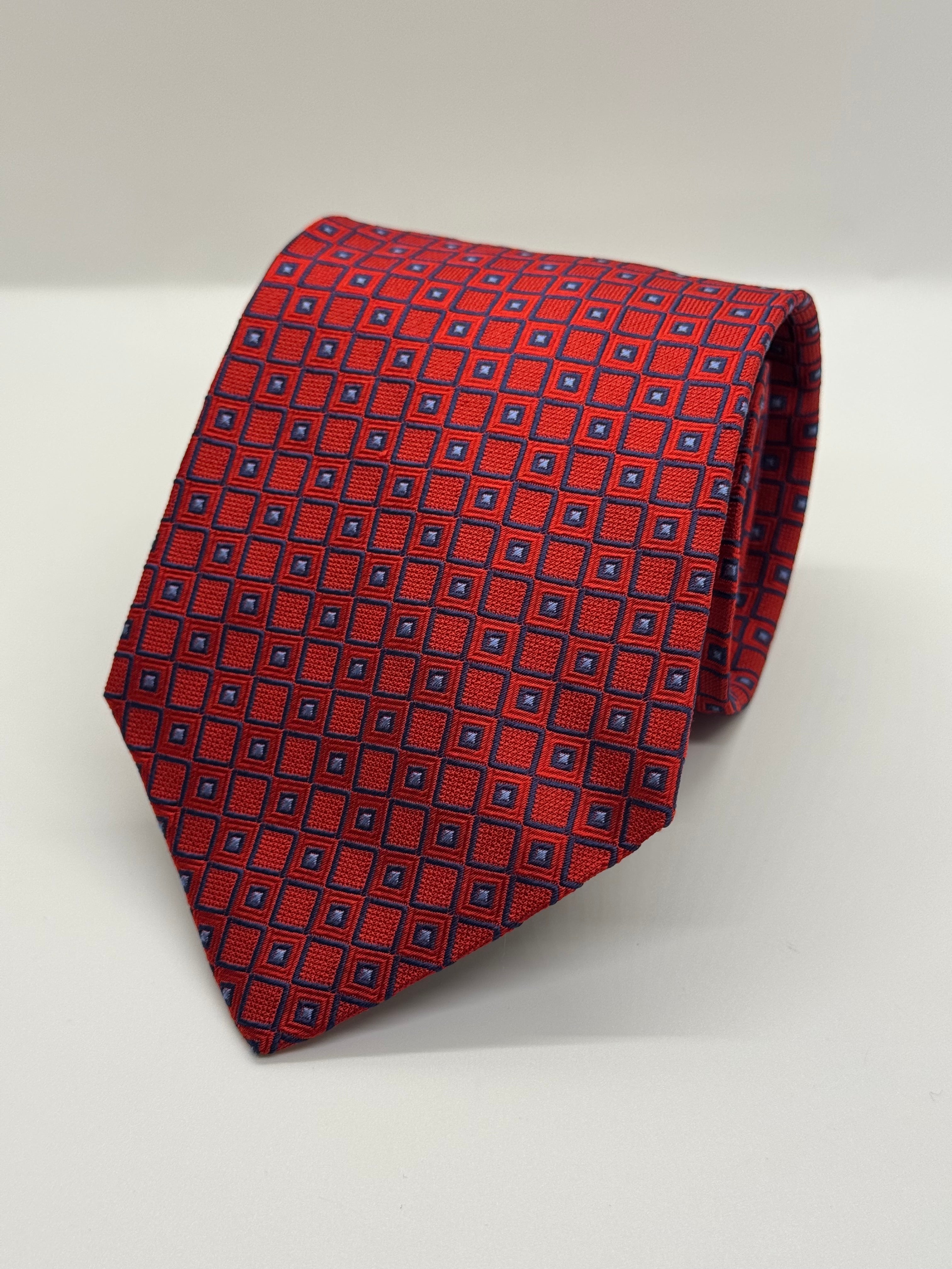 Brooks Brothers 346 Red Geometric Silk Tie