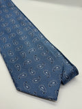 Roundtree & Yorke Blue Paisley Silk Tie – Handmade Herringbone Pattern