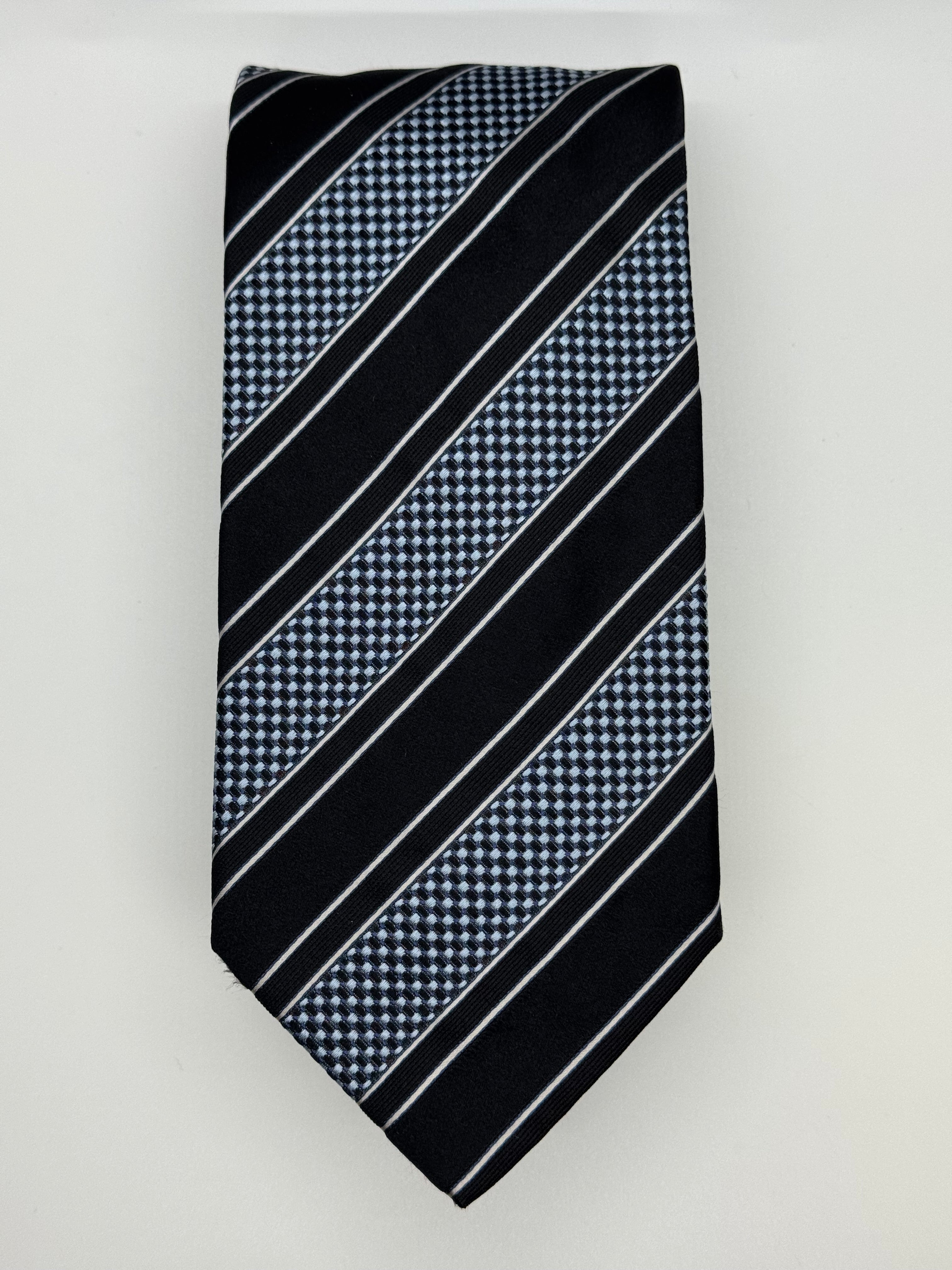 Giorgio Armani – Black & Silver Power Stripe Silk Tie