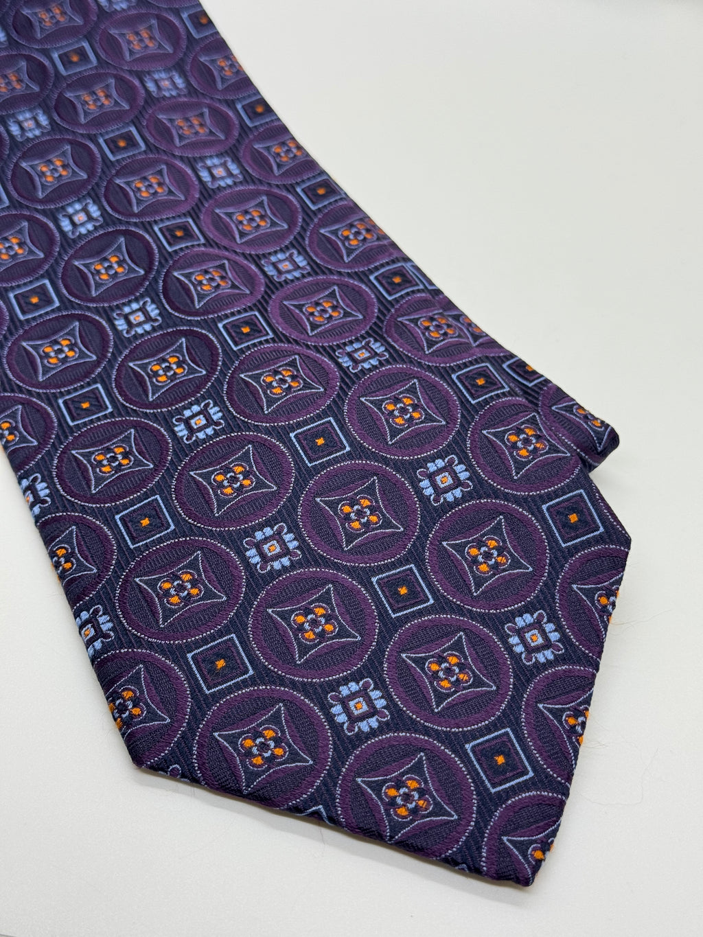 Vintage Distante Purple Medallion Silk Tie
