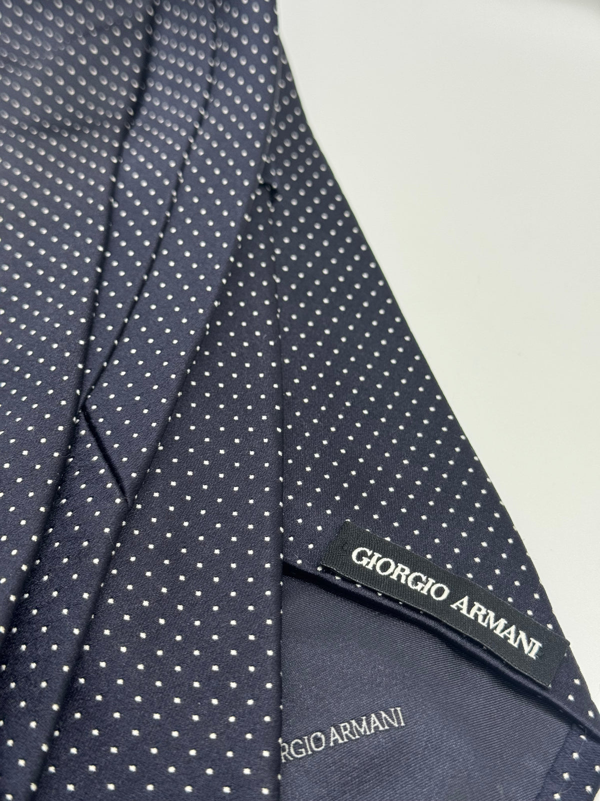 Giorgio Armani Navy Blue & White Micro Dot Tie