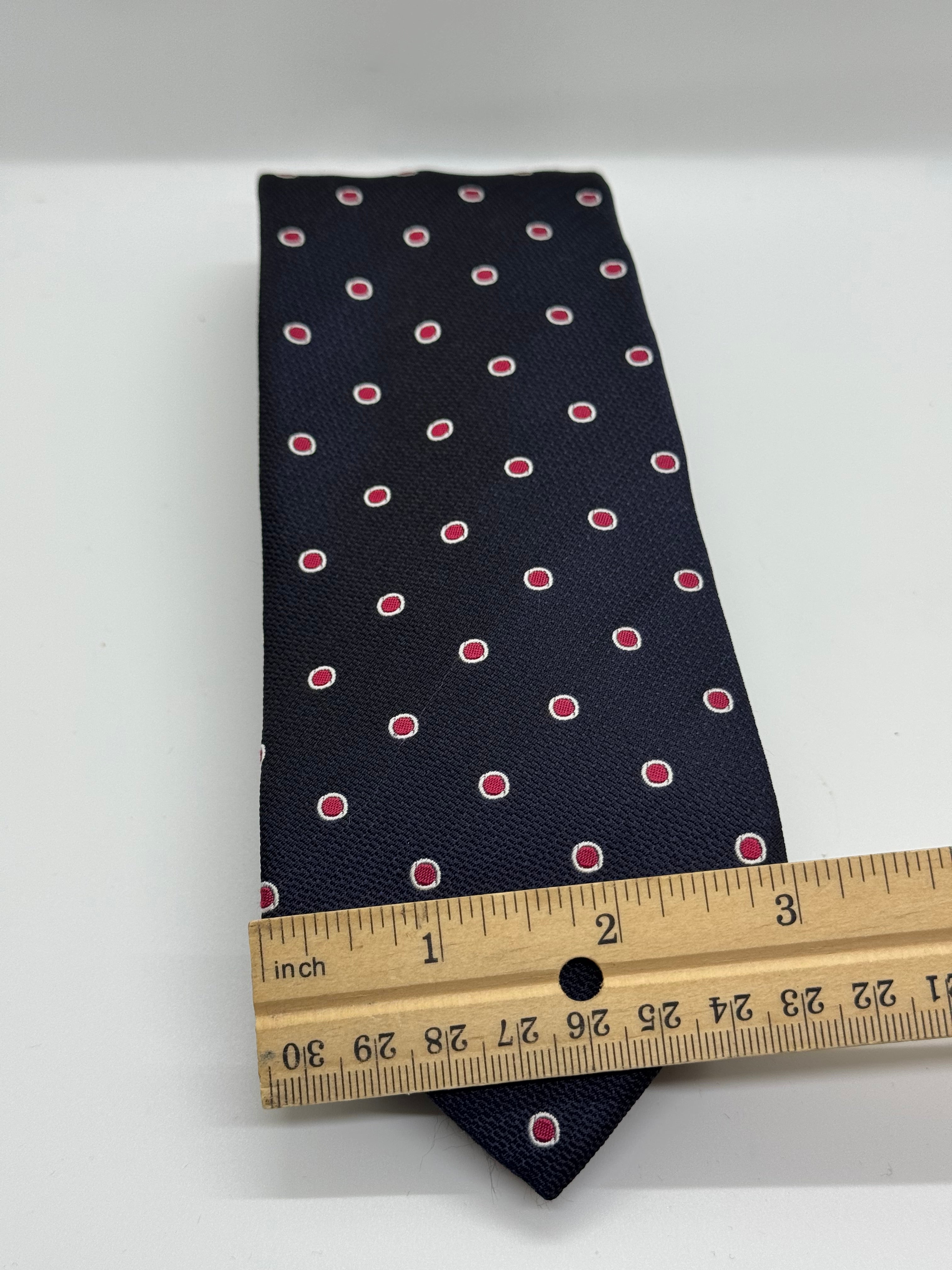 Hugo Boss Navy Polka Dot Silk Tie – Made in Italy