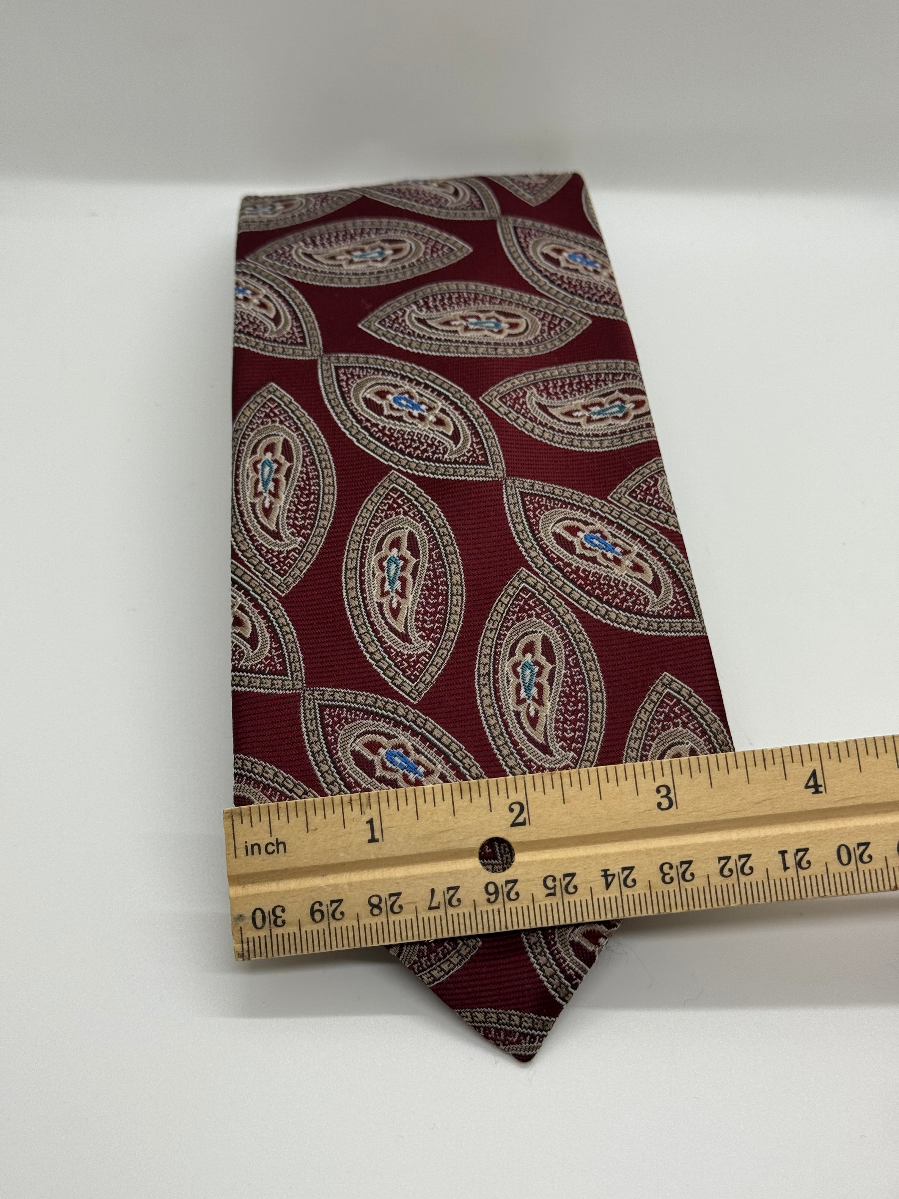Vintage Burgundy Paisley Medallion Silk Tie – Deauville