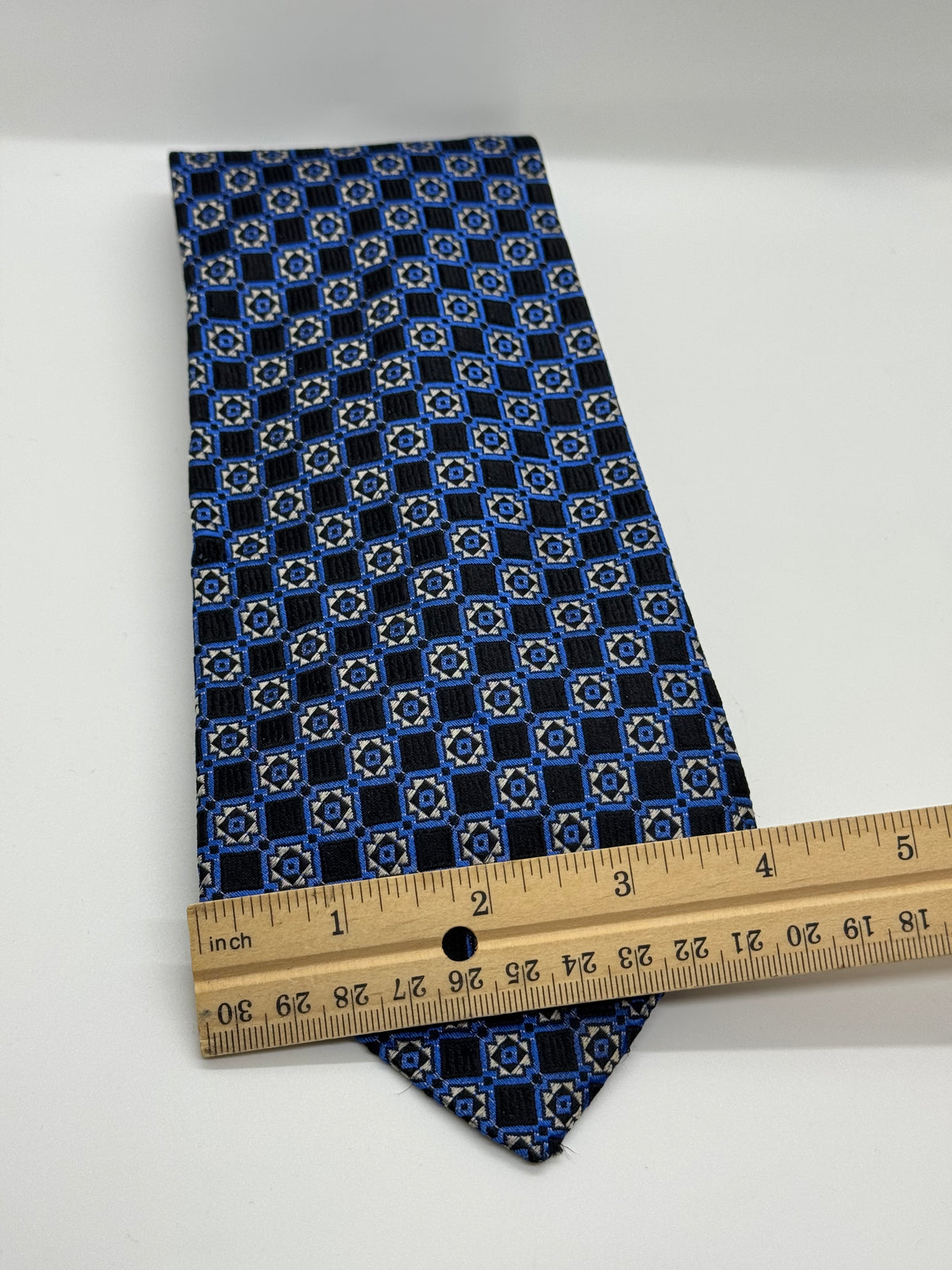 Vintage Nordstrom Navy & Royal Blue Geometric Wide Tie