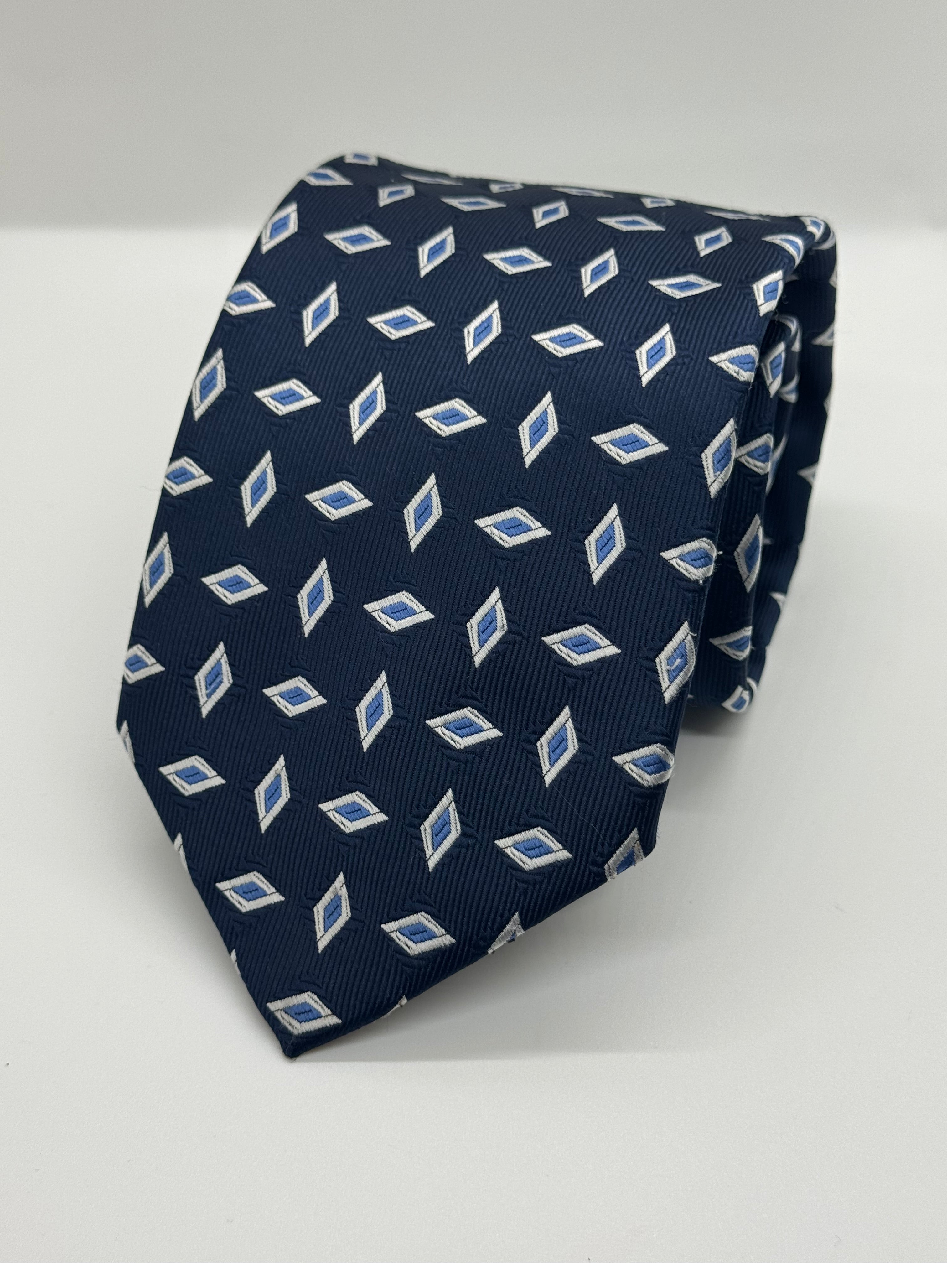 Robert Talbott for AMR Navy Geometric Silk Tie