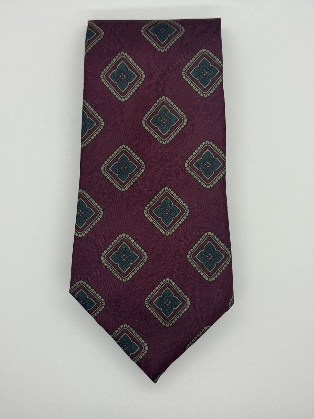 Savile Row Burgundy Geometric Medallion Silk Tie