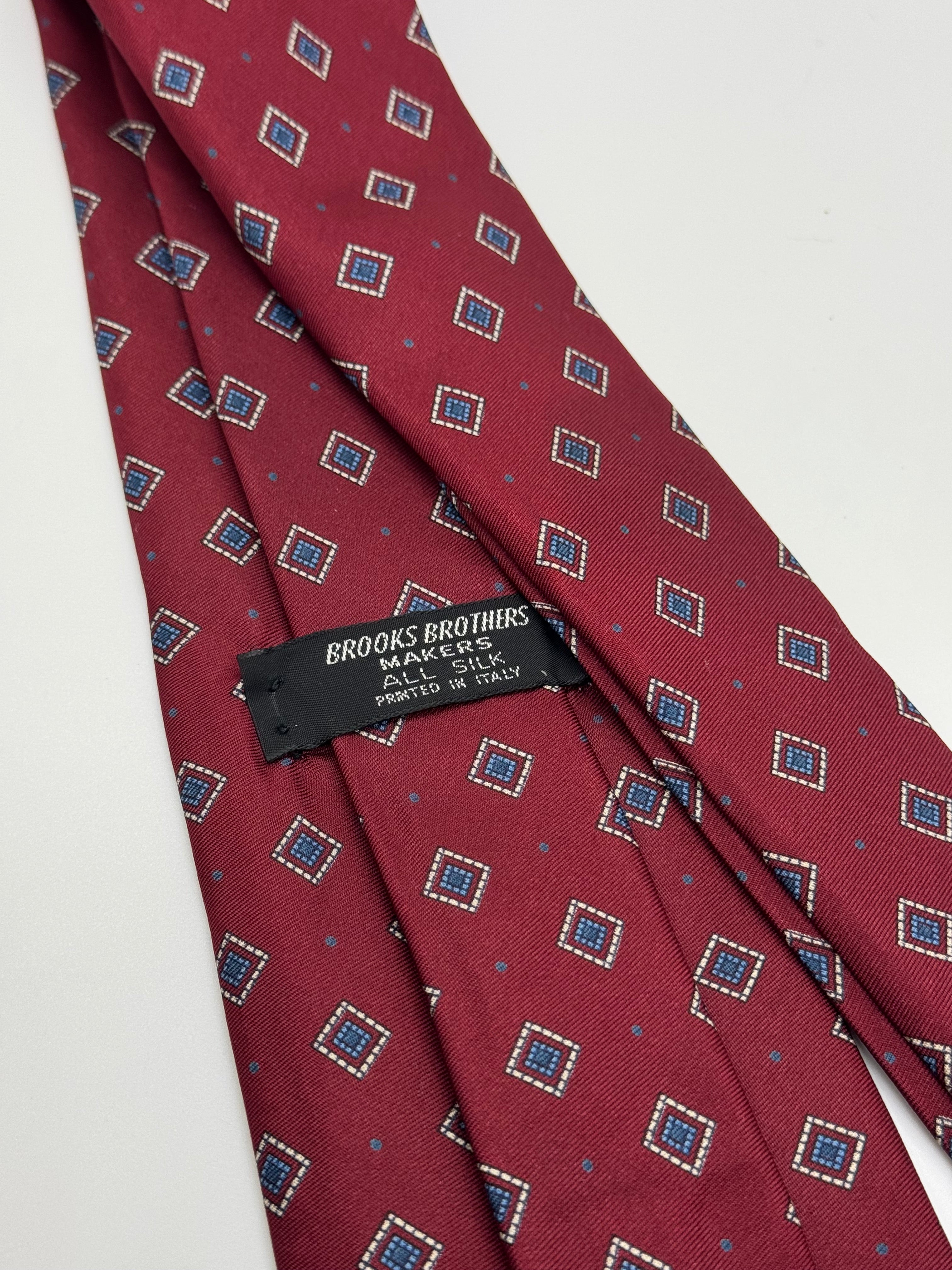 Brooks Brothers Makers Burgundy Neat Medallion Silk Tie
