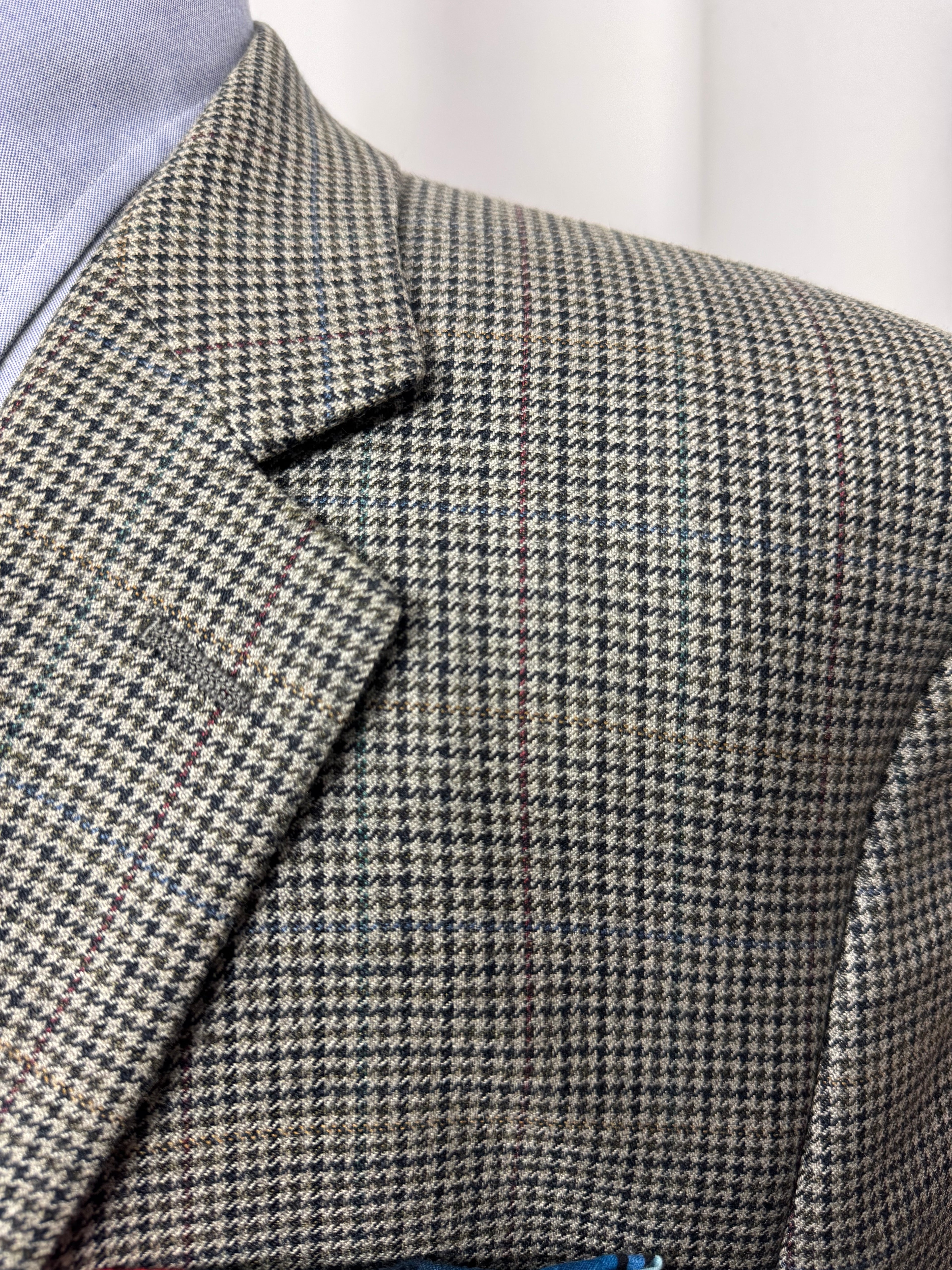 Chaps Silk & Wool Sport Coat – 44R – Houndstooth Windowpane Blazer