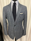 Banana Republic Slim Fit Blue Glen Plaid Linen-Cotton Sport Coat – 40R