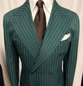 TTG Emerald Green Pinstripe Double-Breasted Suit – Size 42R