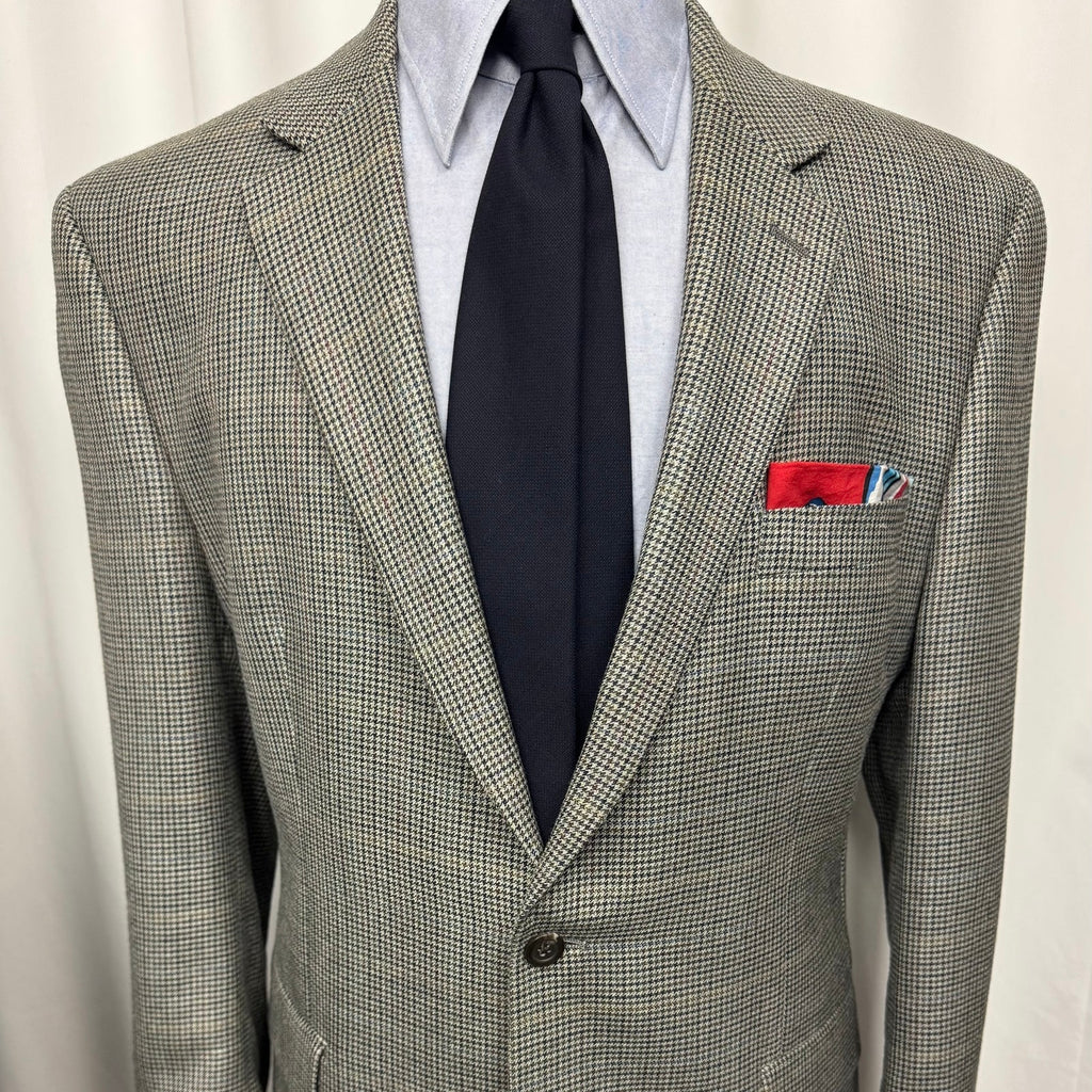 Chaps Silk & Wool Sport Coat – 44R – Houndstooth Windowpane Blazer
