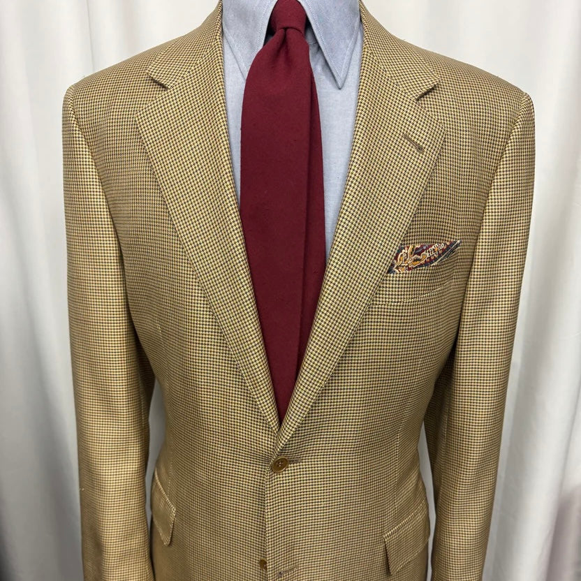 Canali Proposta Italian Houndstooth Sport Coat – 44R – Tan/Brown – Made in Italy