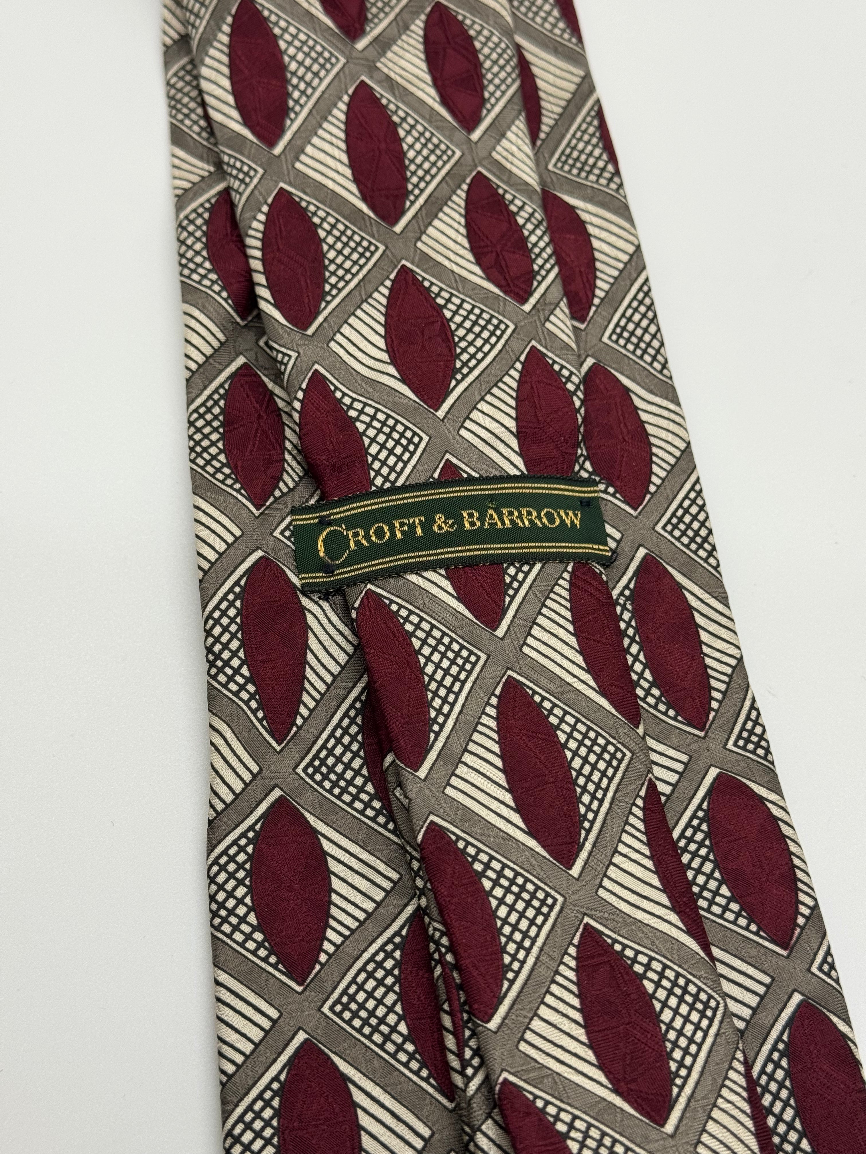 Croft & Barrow Geometric Burgundy Diamond Tie