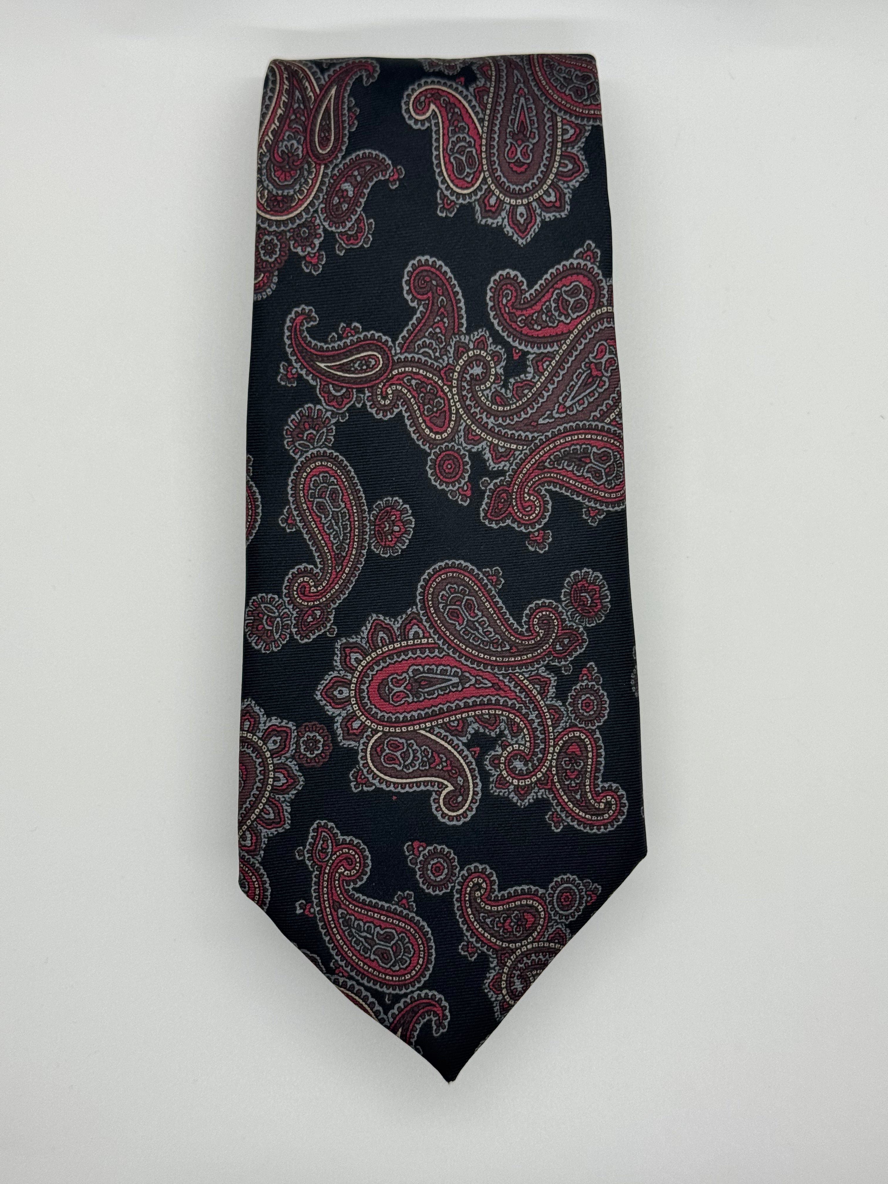 Stafford Black & Burgundy Paisley Tie