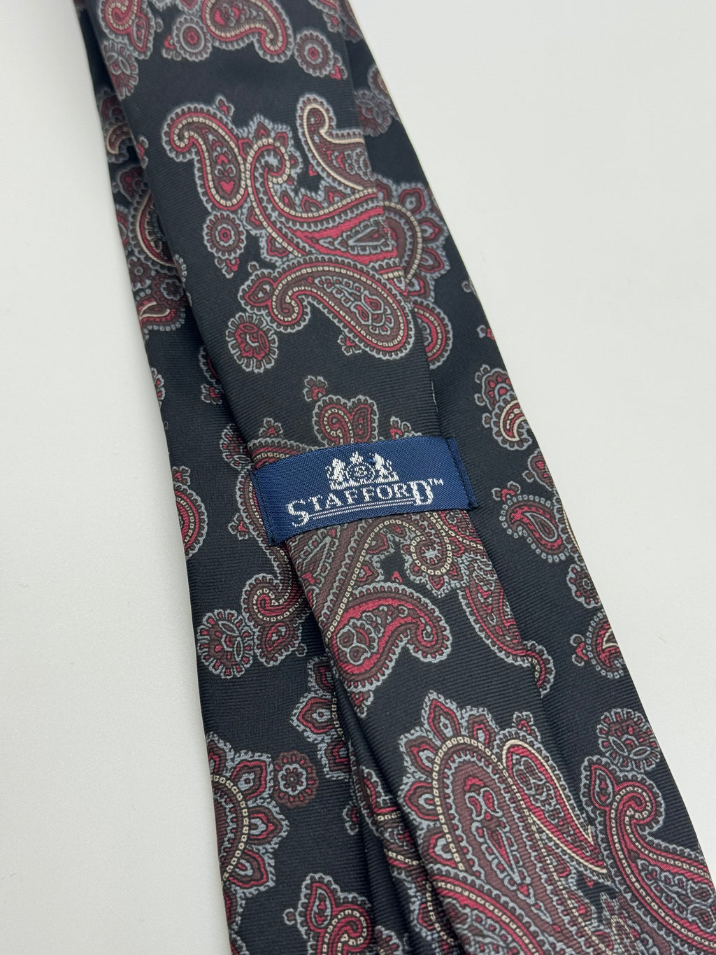 Stafford Black & Burgundy Paisley Tie