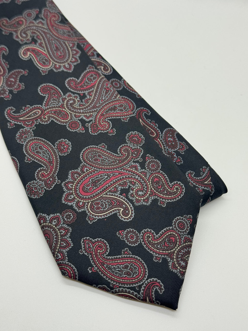 Stafford Black & Burgundy Paisley Tie