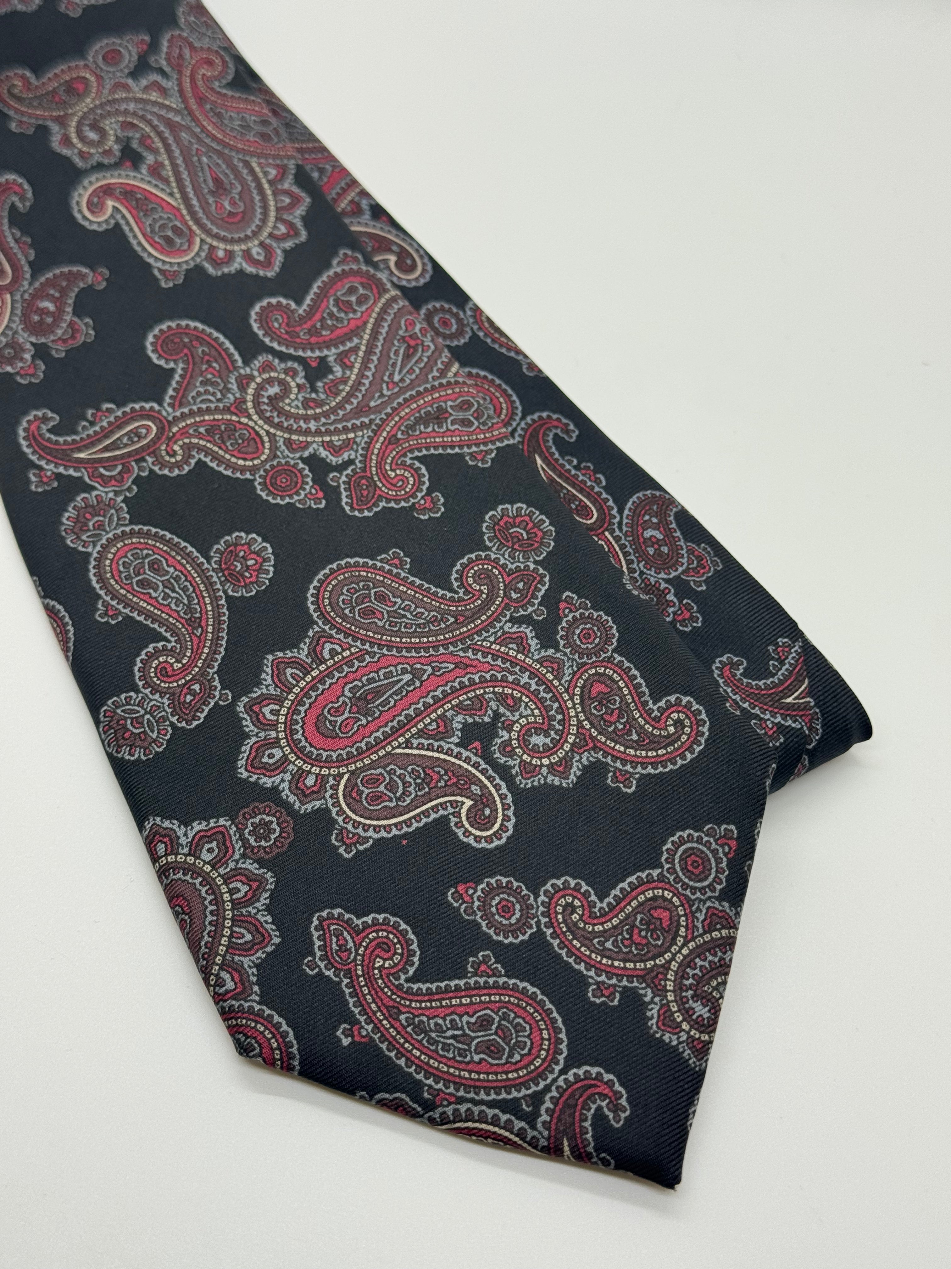 Stafford Black & Burgundy Paisley Tie