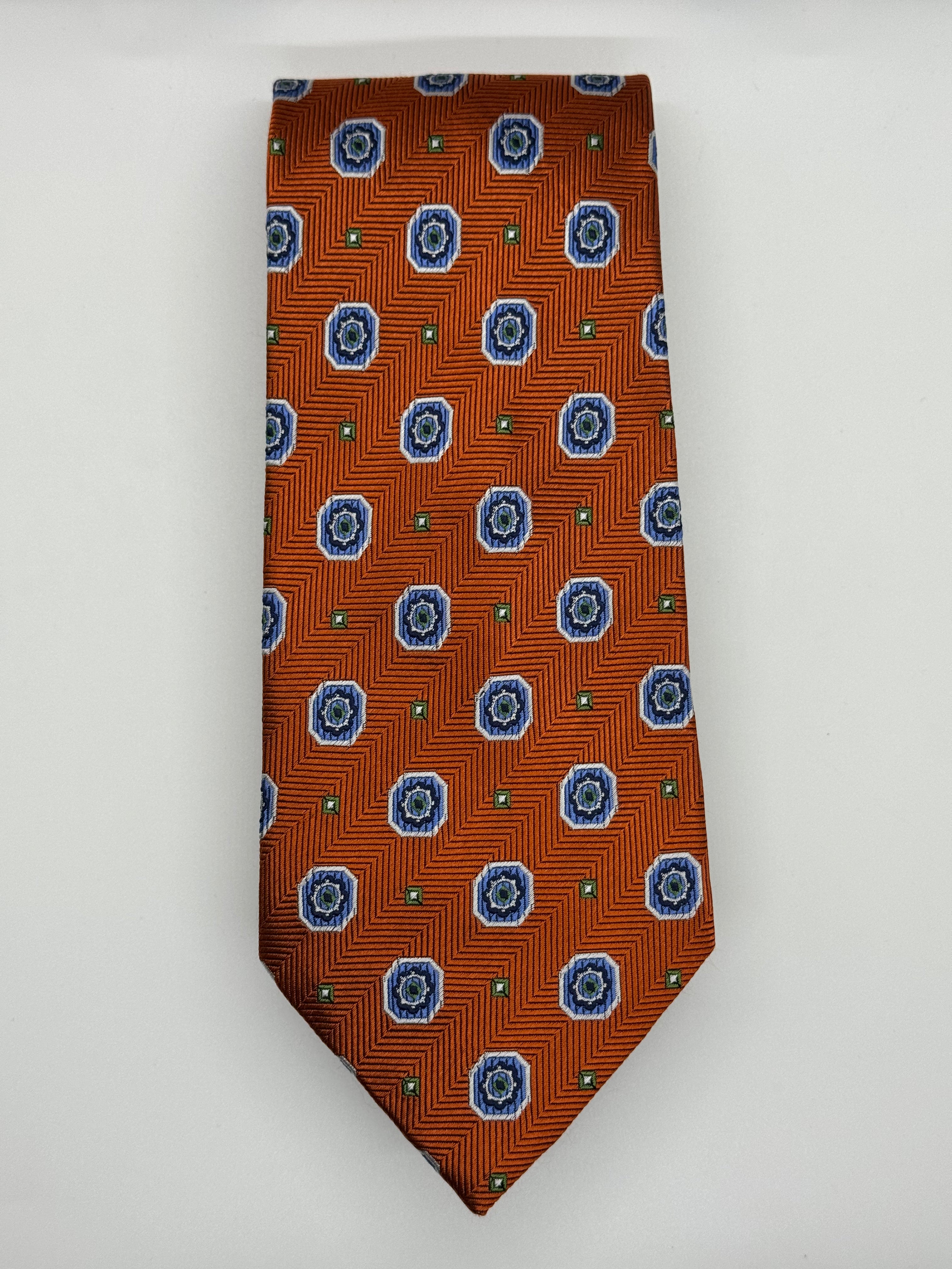 Burnt Orange Geometric Medallion Tie