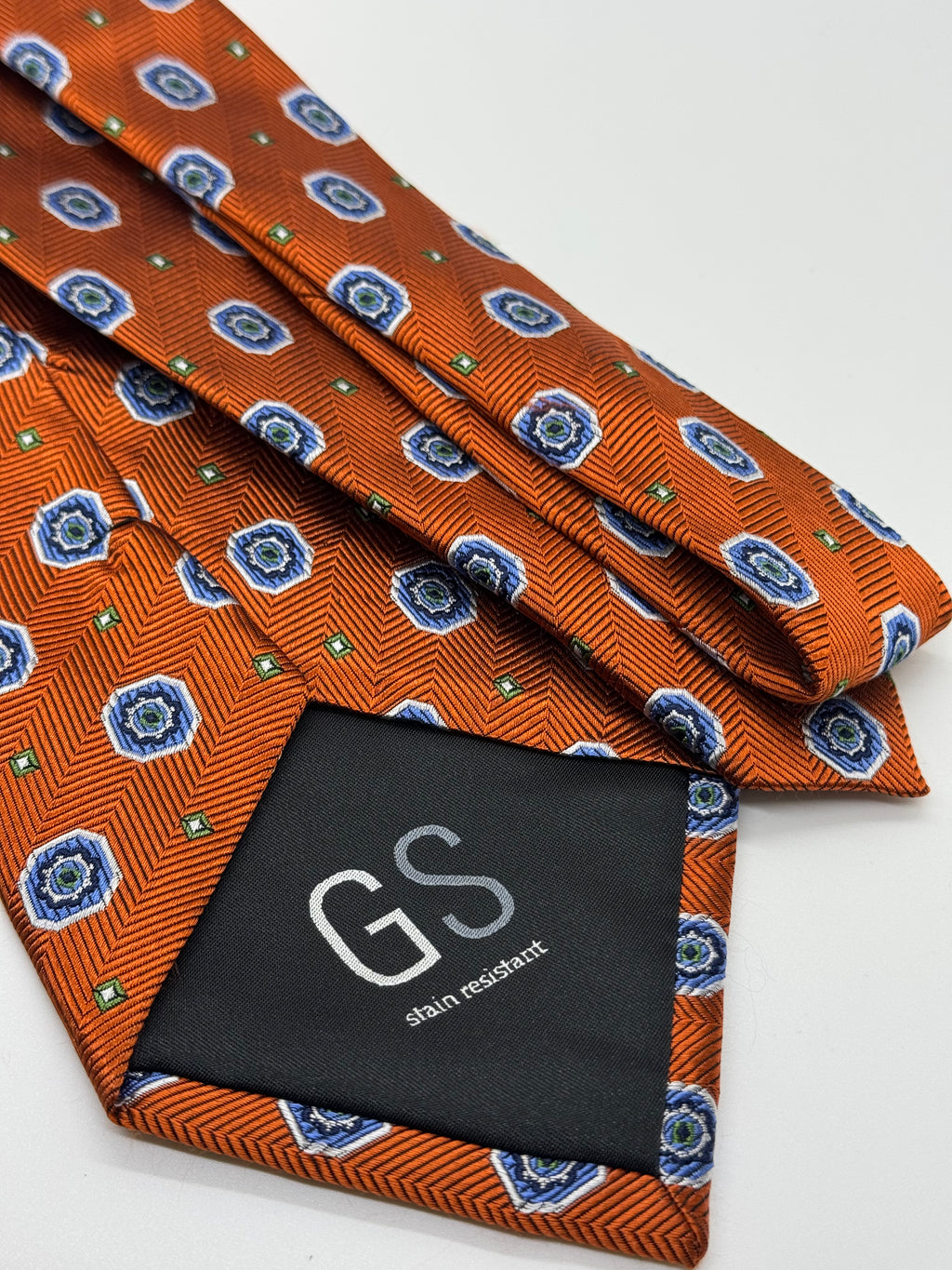 Burnt Orange Geometric Medallion Tie