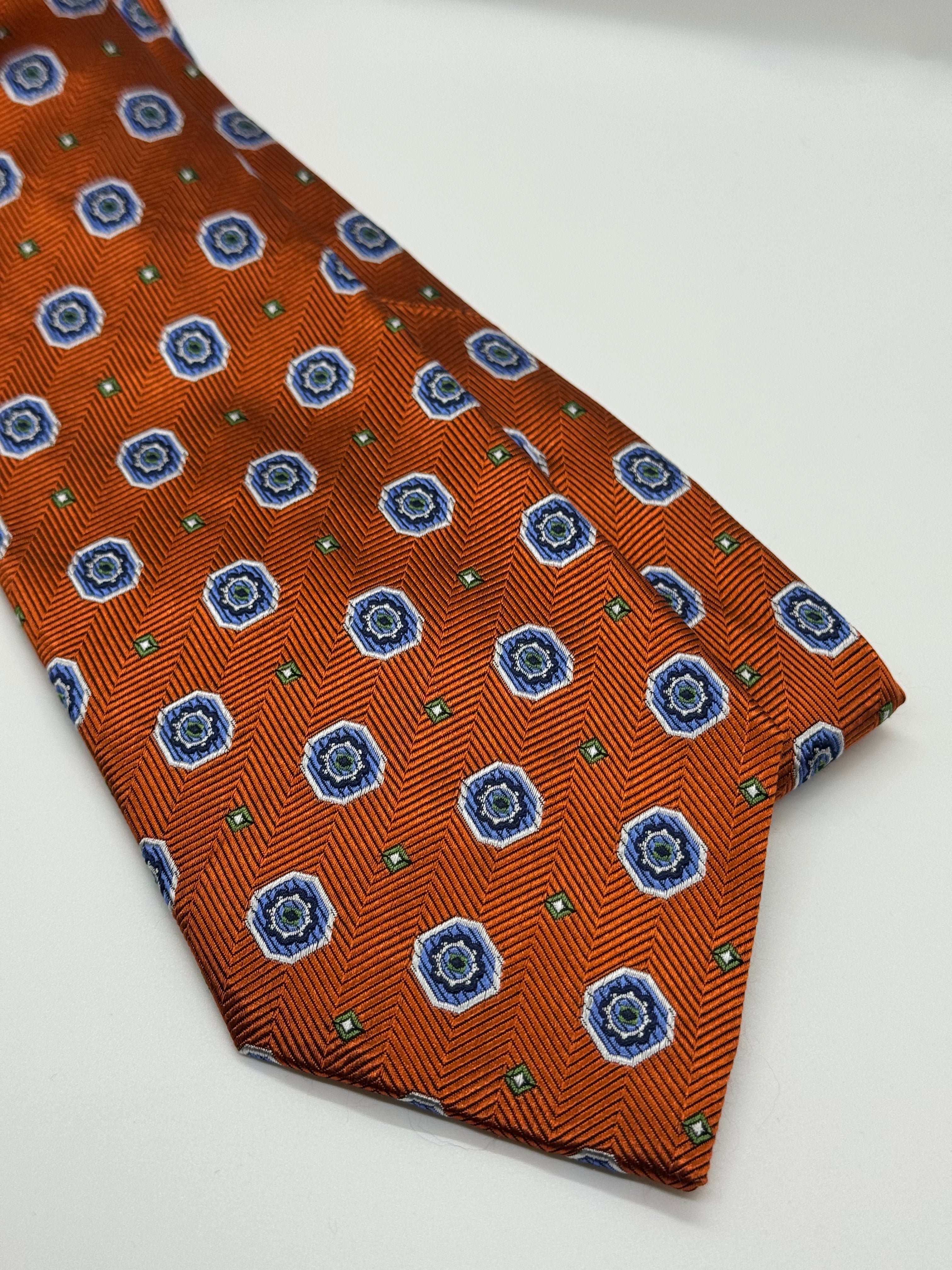 Burnt Orange Geometric Medallion Tie