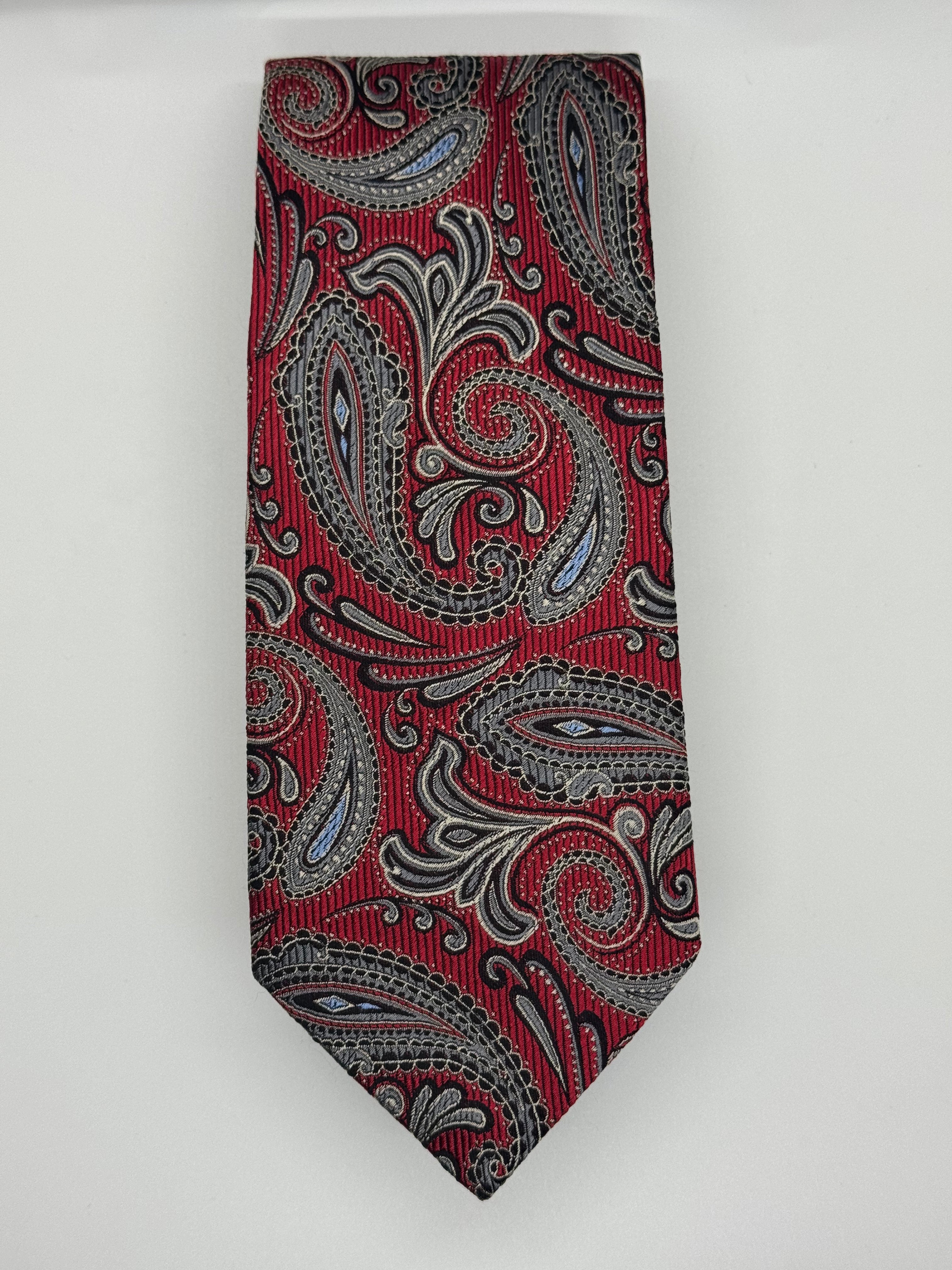 JZ Richards Red Paisley All Silk Handmade Tie – Made in USA
