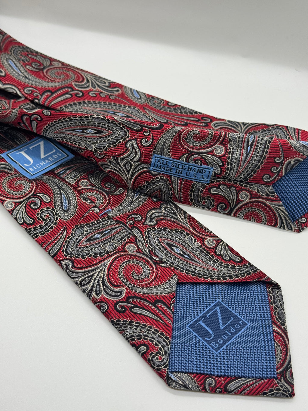 JZ Richards Red Paisley All Silk Handmade Tie – Made in USA