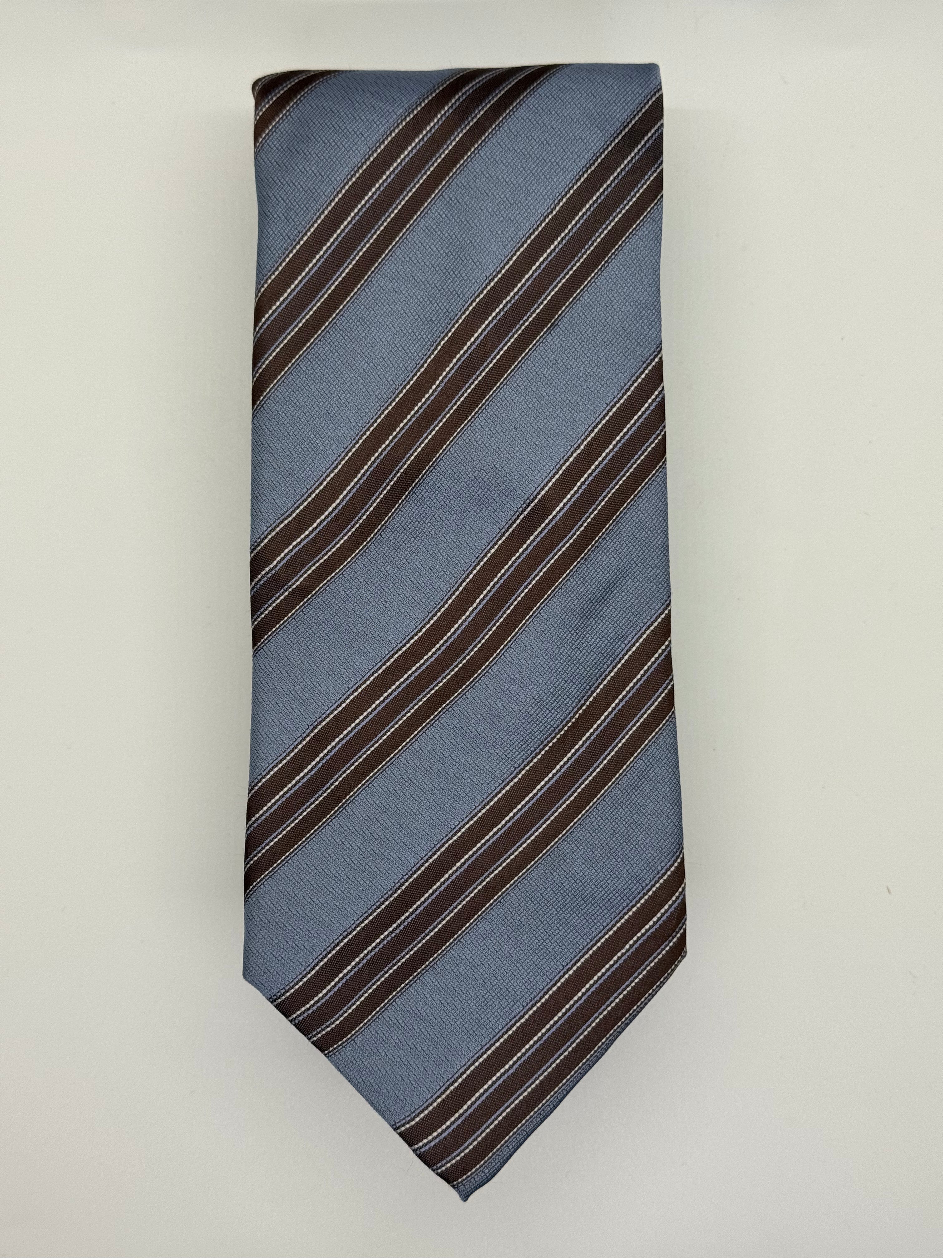 Napoli Blue & Brown Regimental Stripe Tie