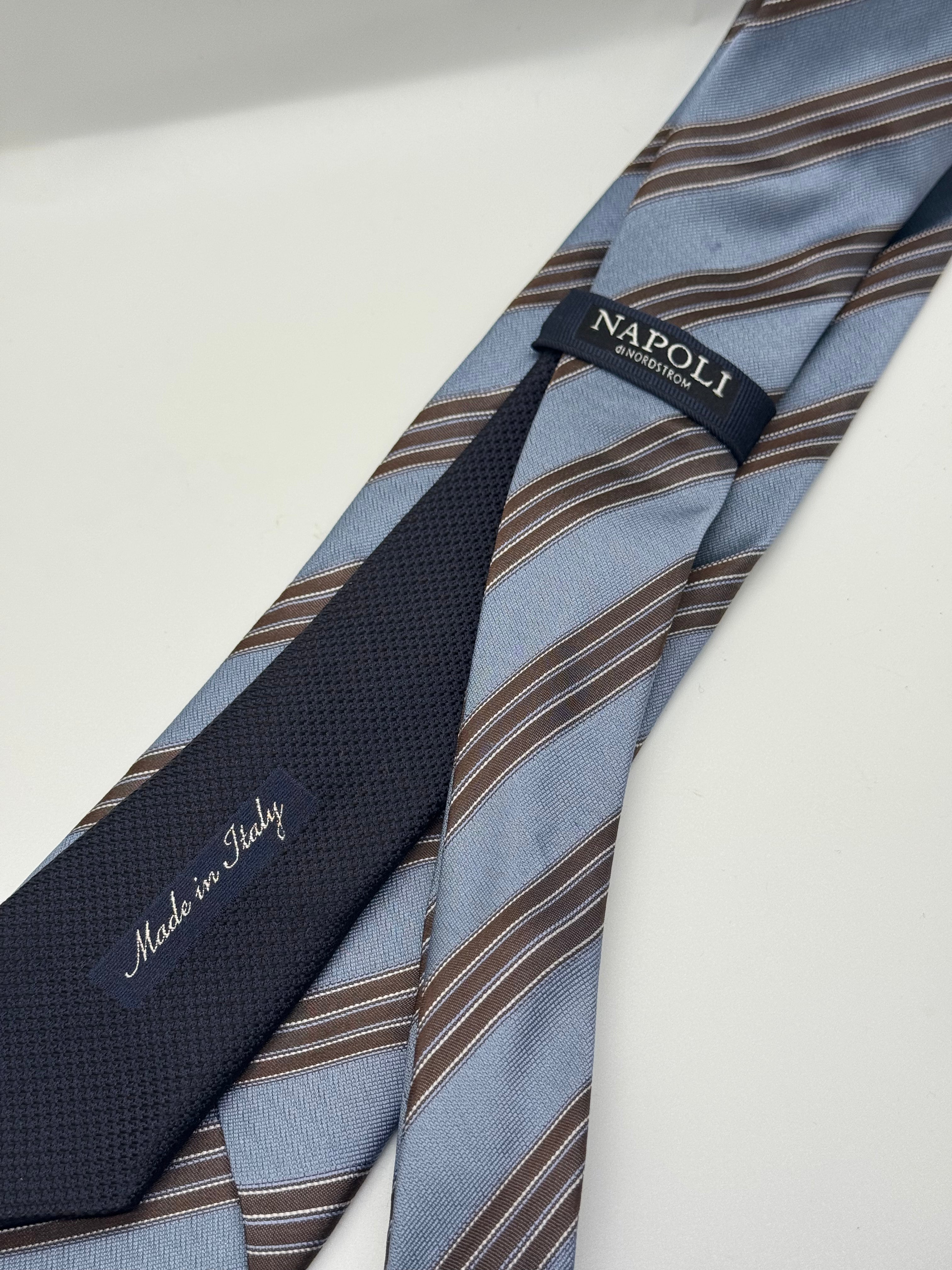 Napoli Blue & Brown Regimental Stripe Tie