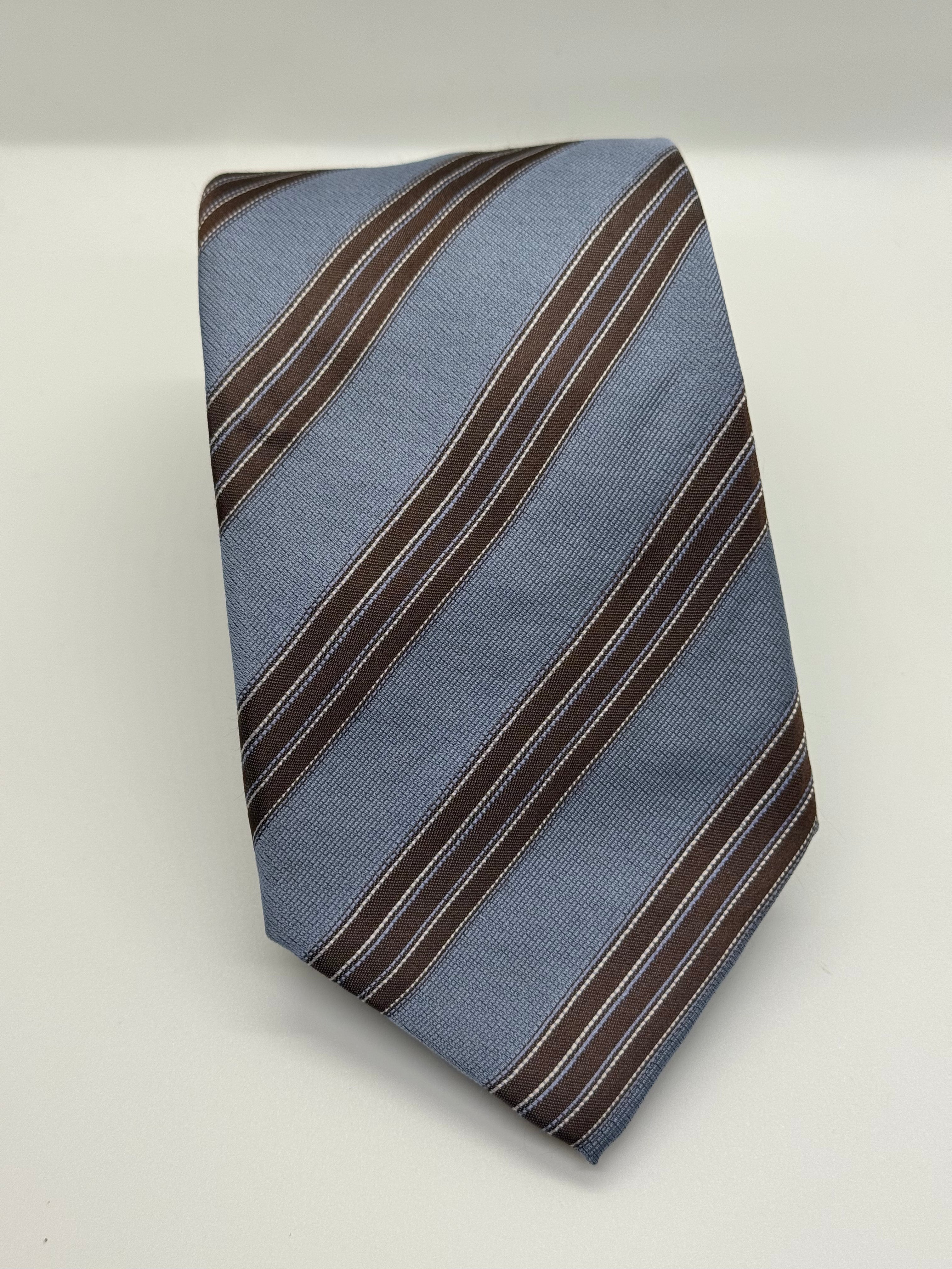 Napoli Blue & Brown Regimental Stripe Tie