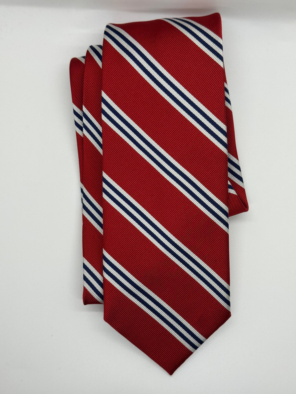Classic Red & Navy Regimental Stripe Jos. A. Bank Tie