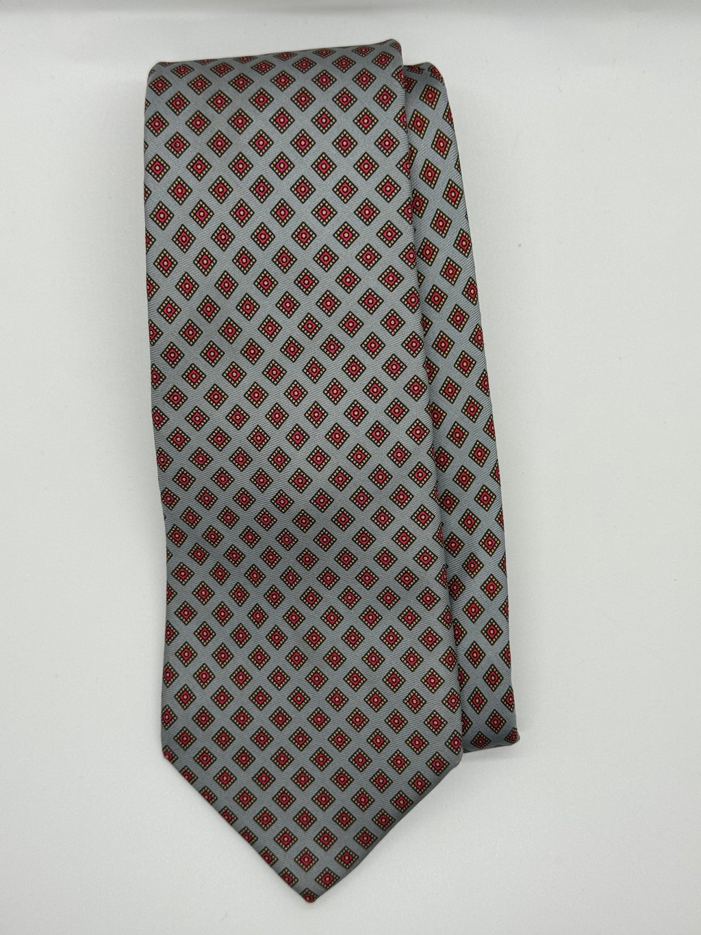 Gordon & Davis Silver Geometric Medallion Tie
