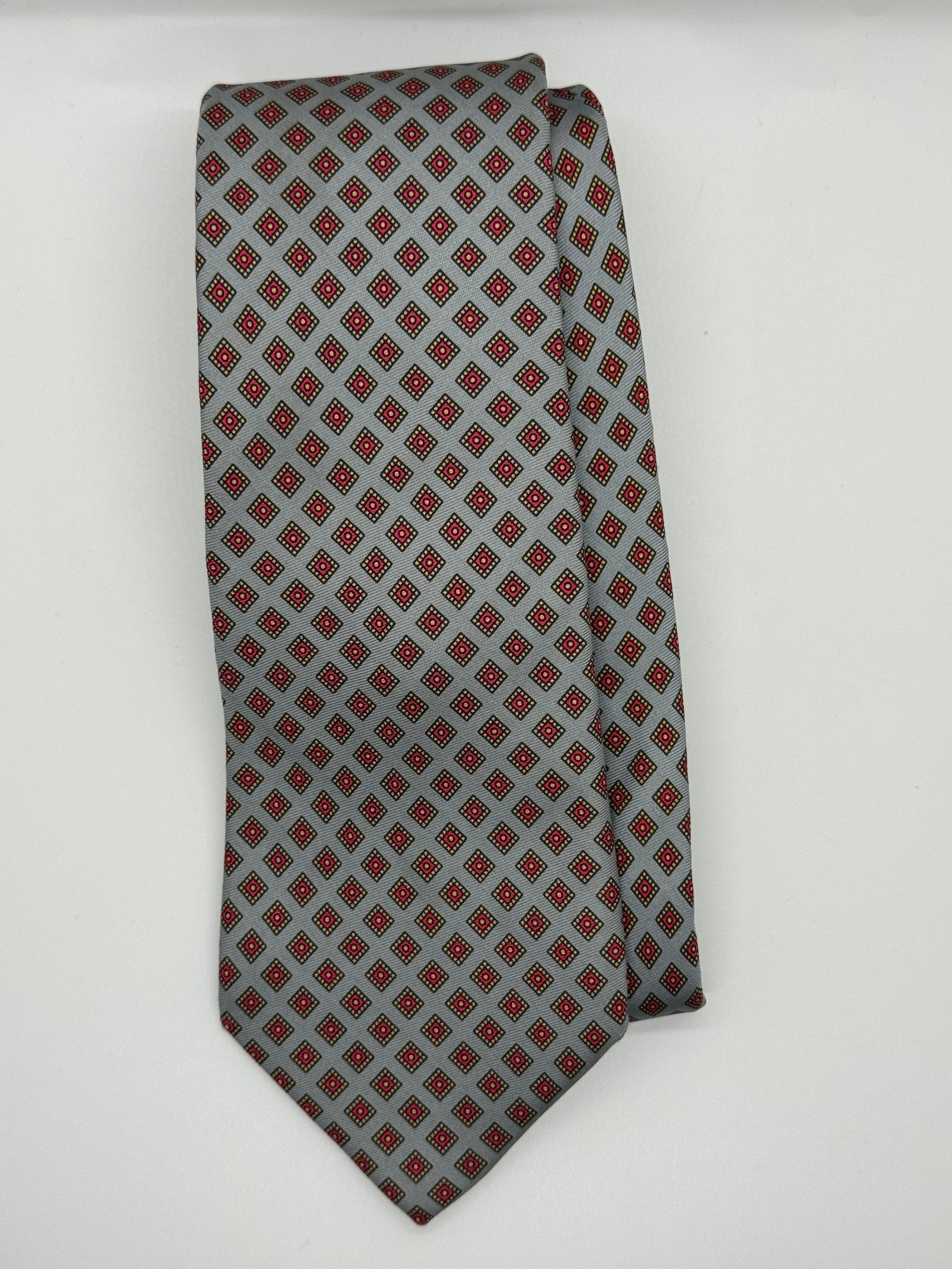 Gordon & Davis Silver Geometric Medallion Tie