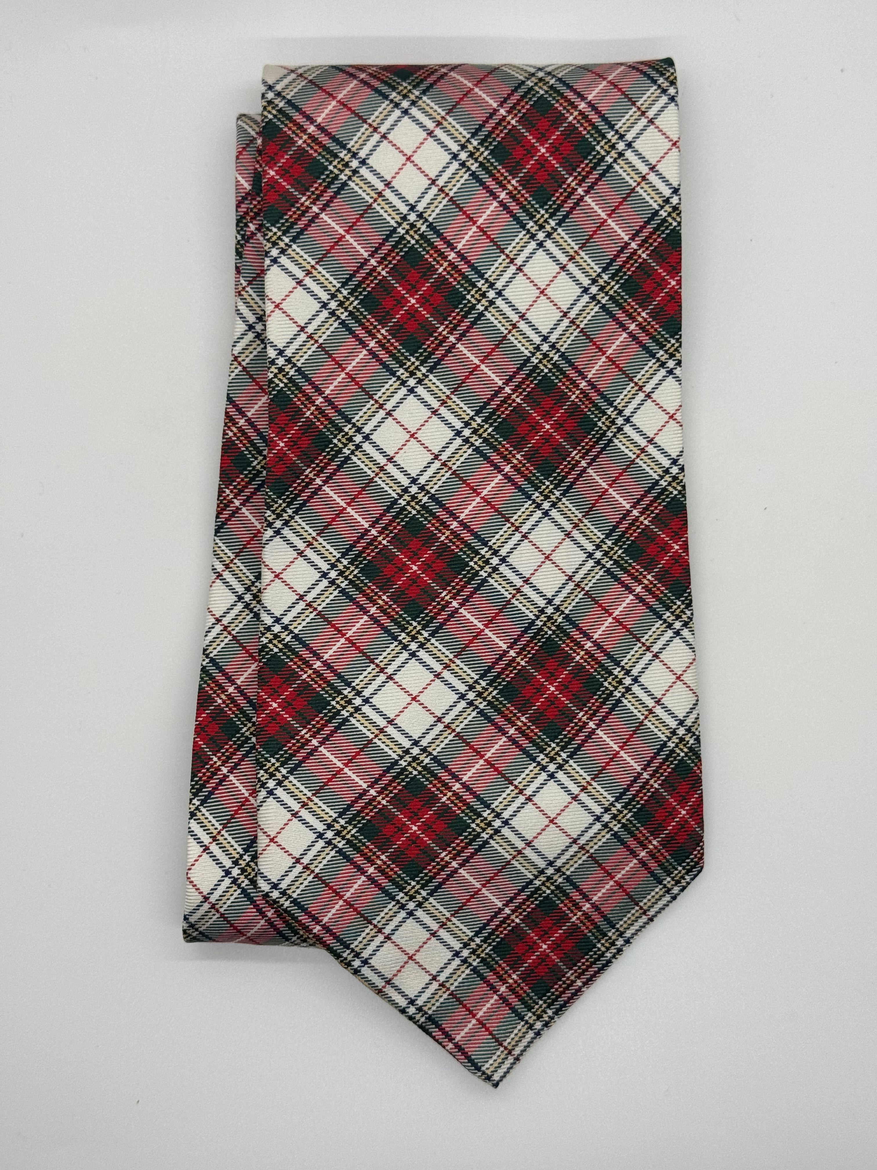 Faconnable Red Tartan Plaid Tie